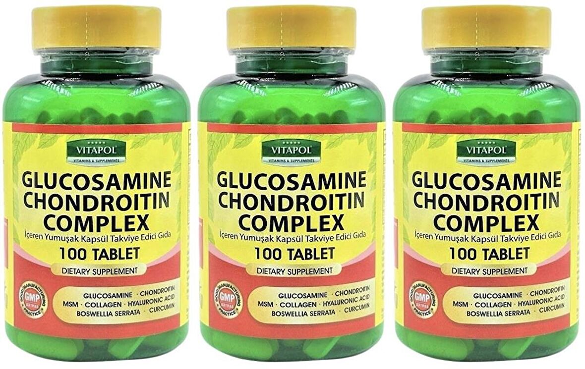 Vitapol Glucosamine Chondroitin Complex 3x100 Tablet Msm Collagen Hyaluronic Acid Boswellia Serrata 