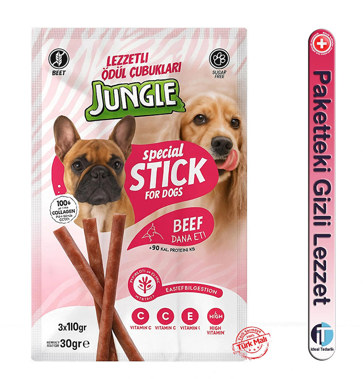  - Köpekler için ödül çubuğu mama - 3*10gr Dana Etli