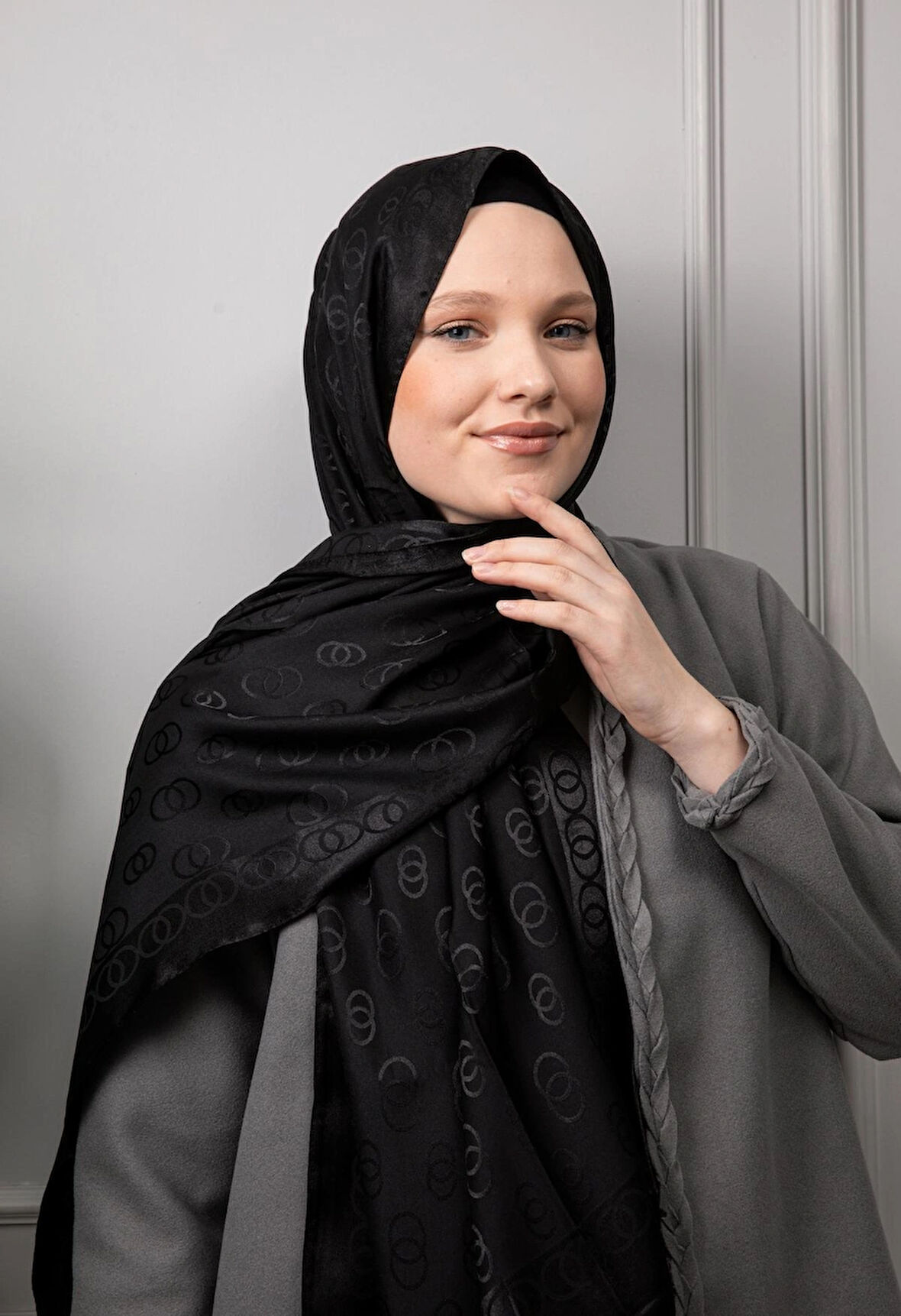 Zincir Desen Şal Siyah