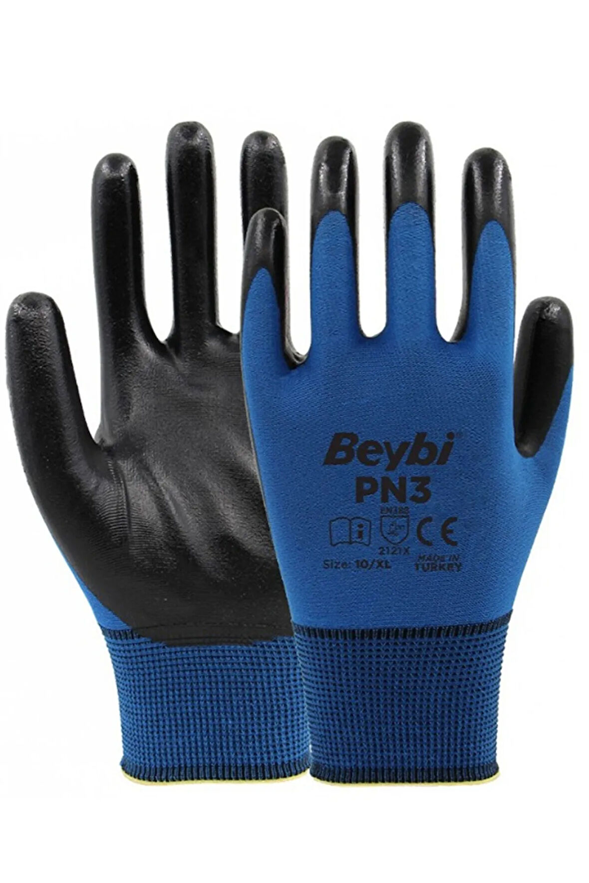 BEYBİ PN3 POLYESTER ÖRME NİTRİL ELDİVEN MAVİ NO:10 288 ADET