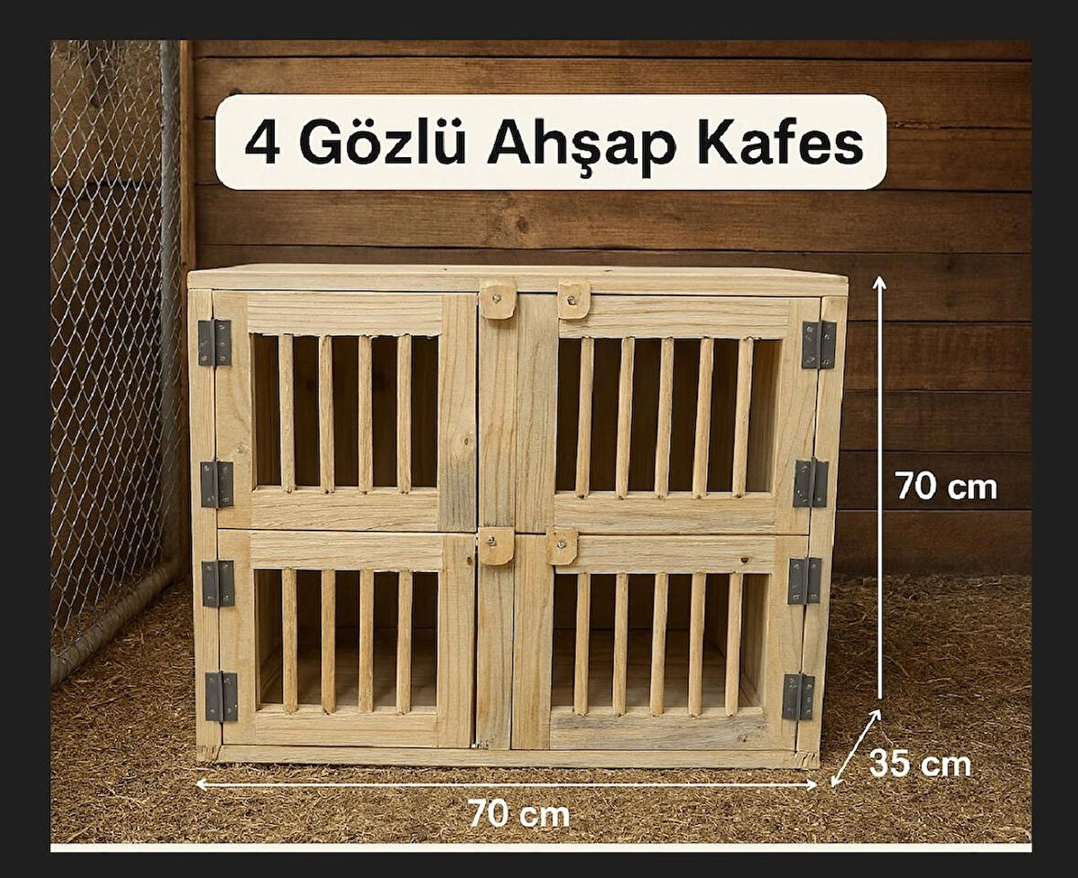 4 Gözlü Ahşap Kafes – Doğal Ahşap, El Yapımı