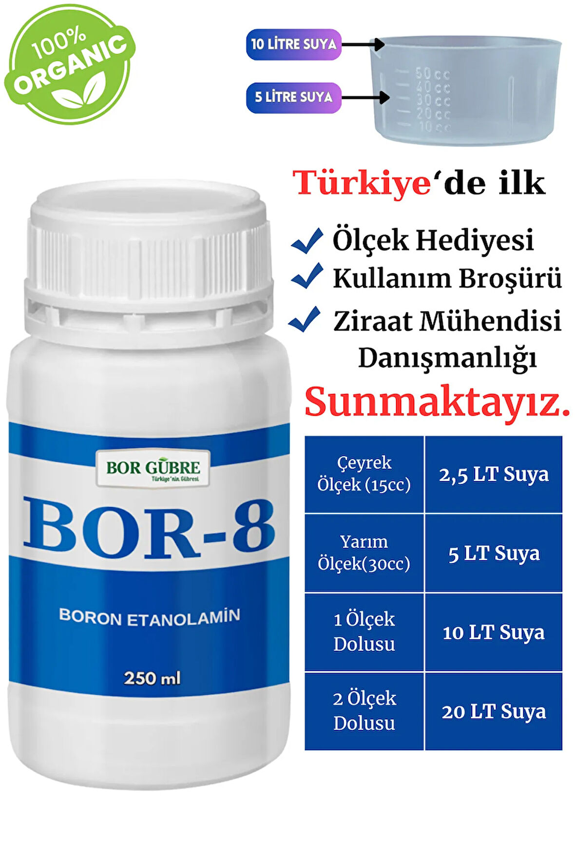Bor-8 Sıvı Gübre 250 Ml-köklenme Ve Direnç Artışı Oluşturur. Ürün Kalitesi Ve Verimini Arttırır.