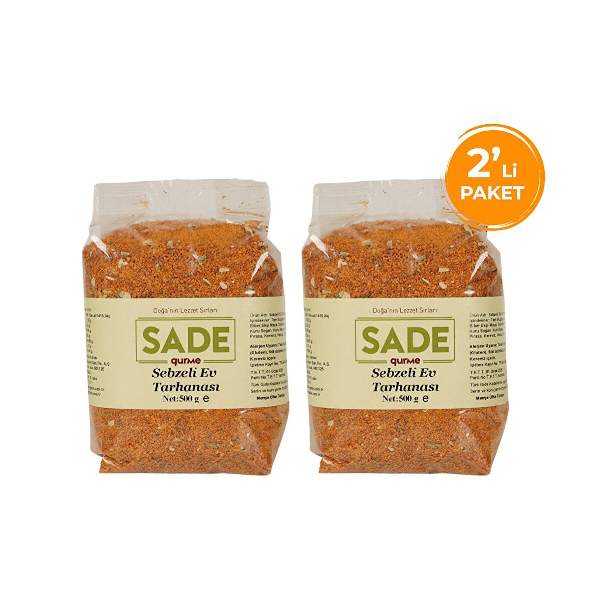 Sade Gurme Sebzeli Ev Tarhanası 500 gr 2'li Paket (2x500Gr)