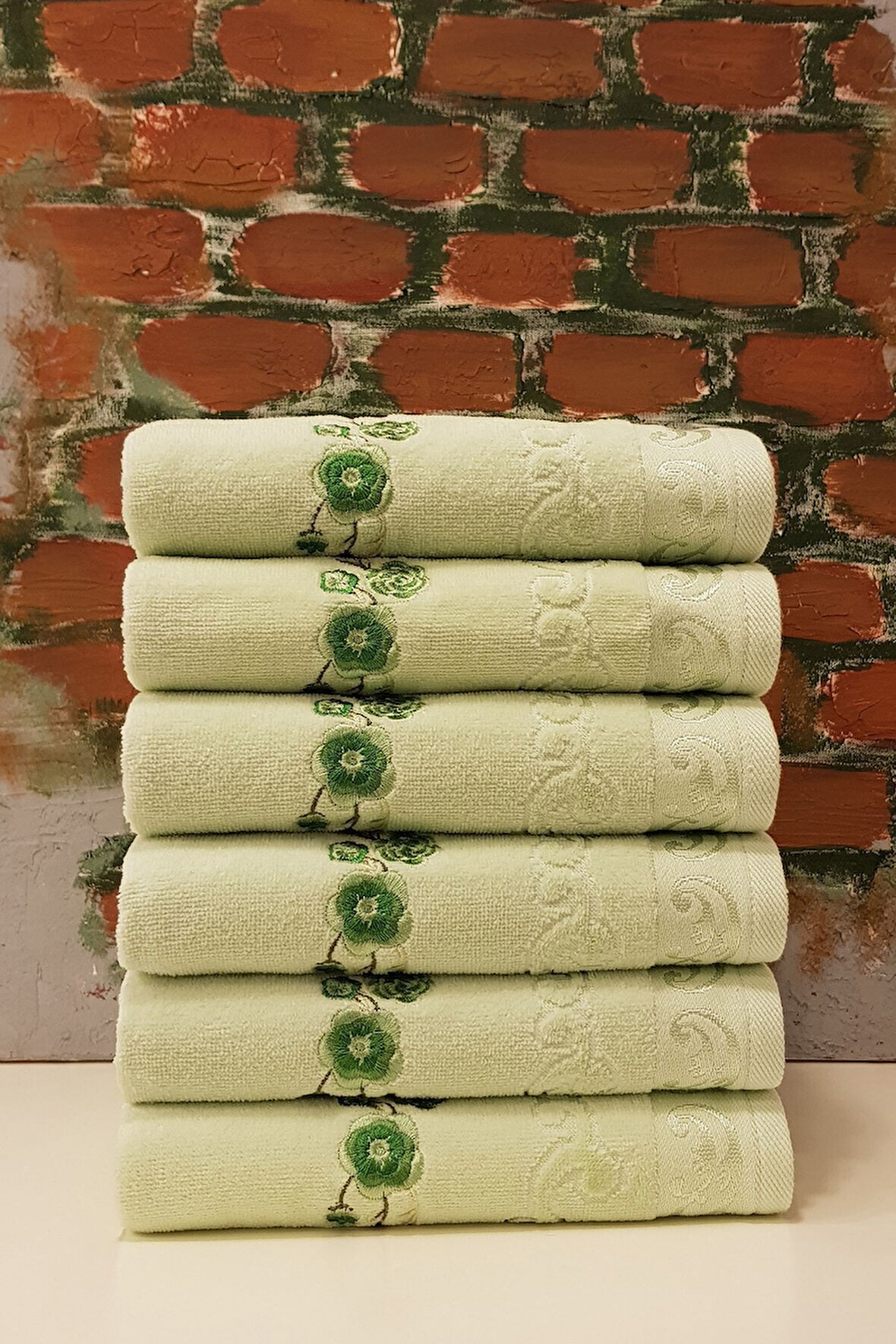 Özdilek Dila V3 Nakışlı 6'li Havlu - Yeşil