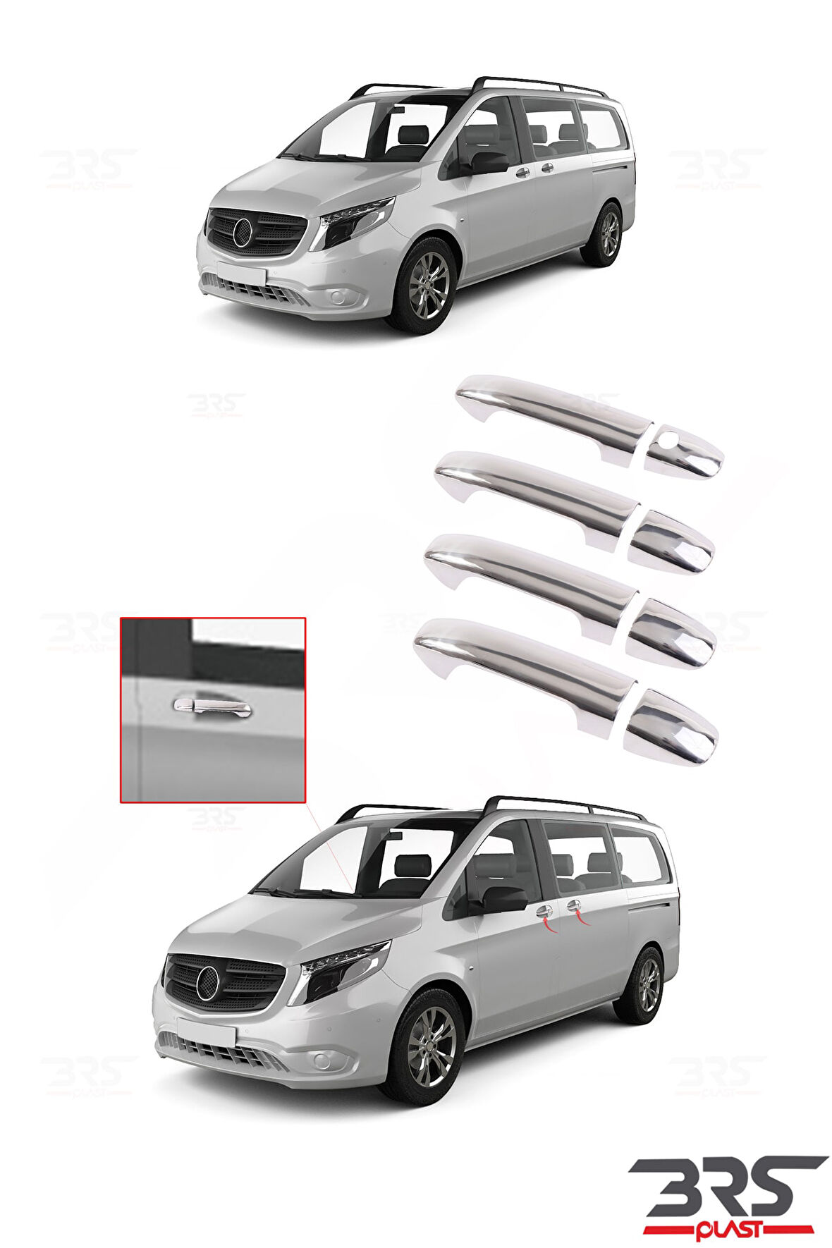 Mercedes Vıto W-447 2014 Ve Üzeri Kapı Kolu P.çelik 4 Prç.