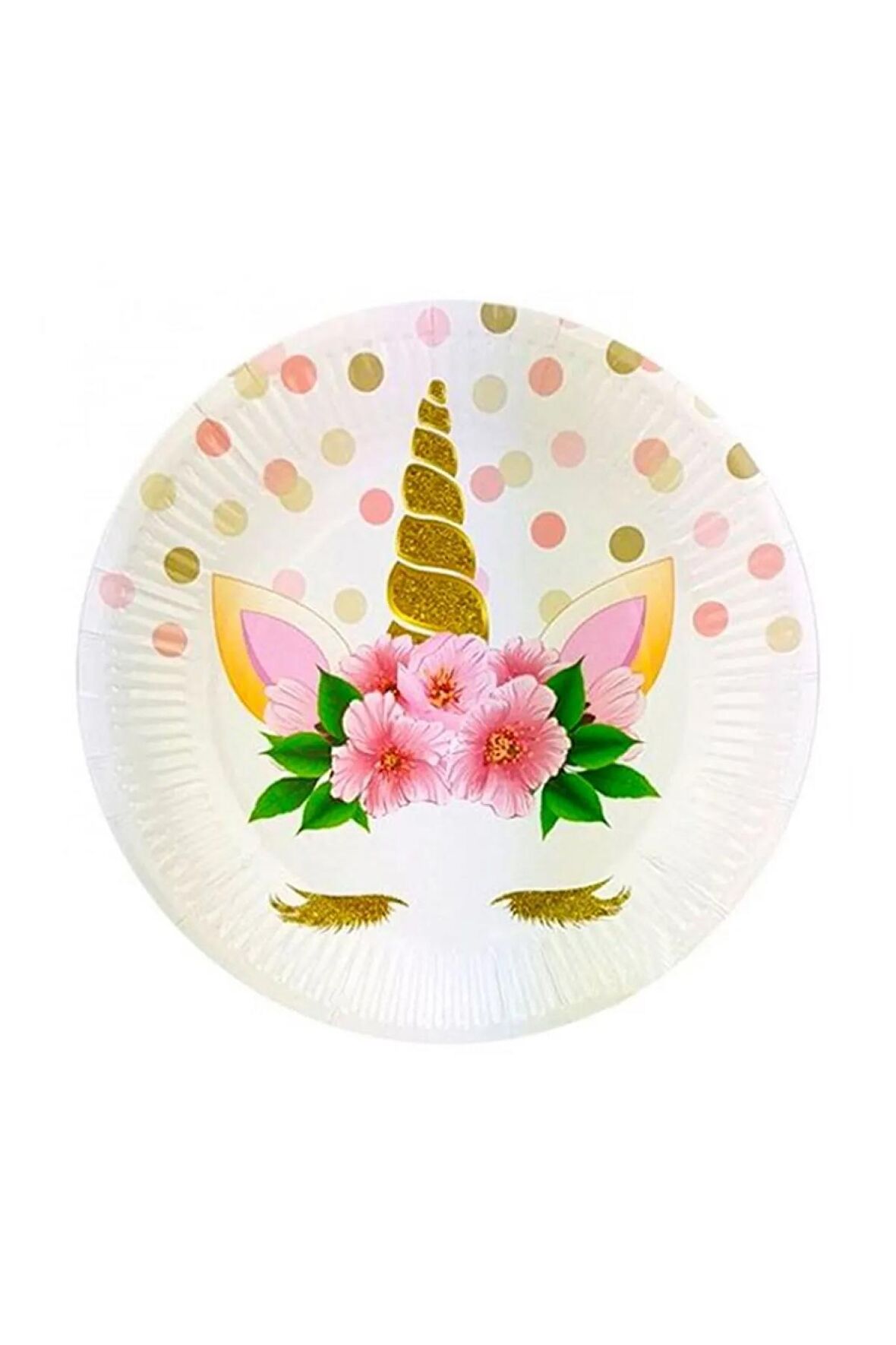 Unicorn Çiçekli Karton Tabak 8'li
