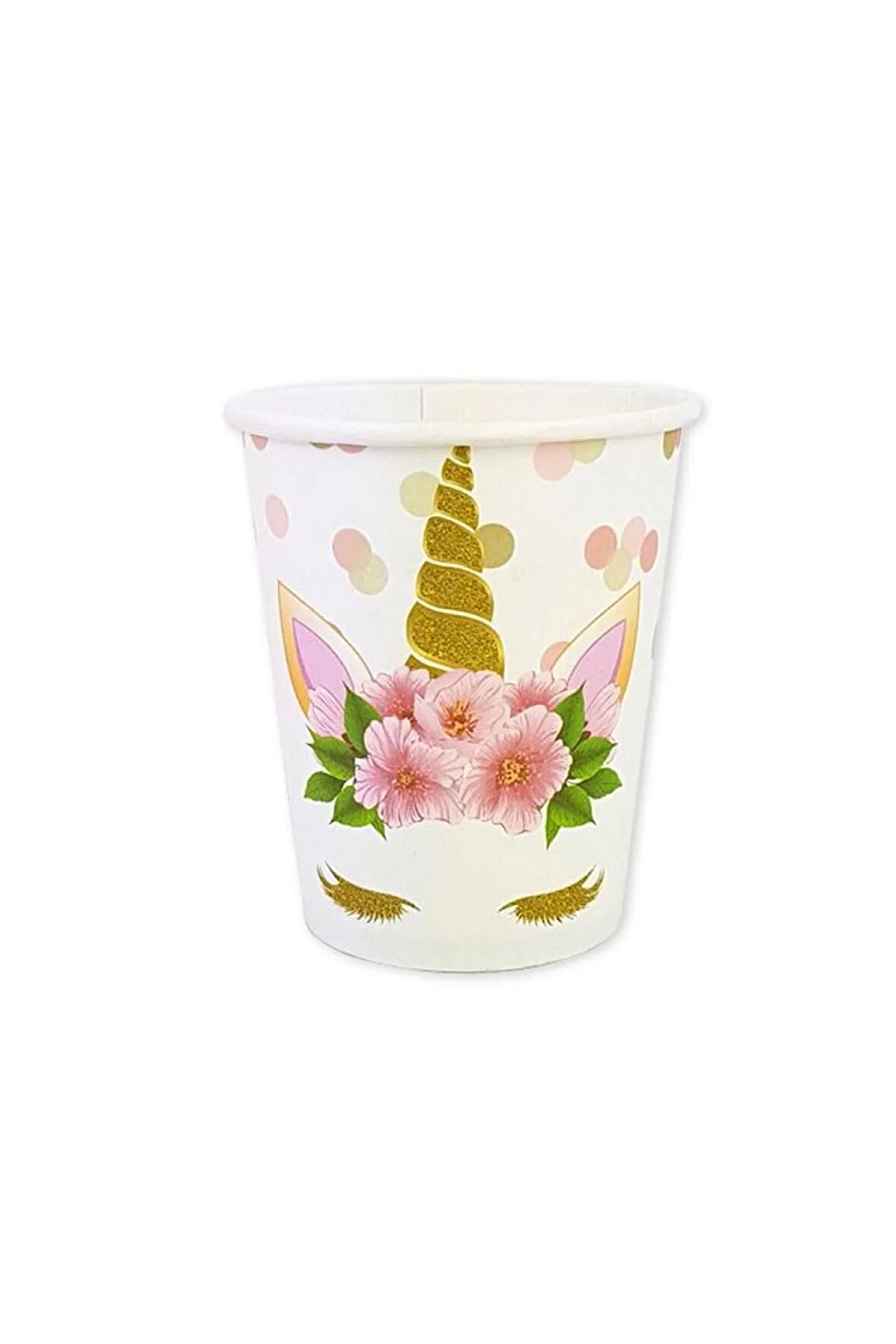 Unicorn Çiçekli Karton Bardak 8'li 8oz