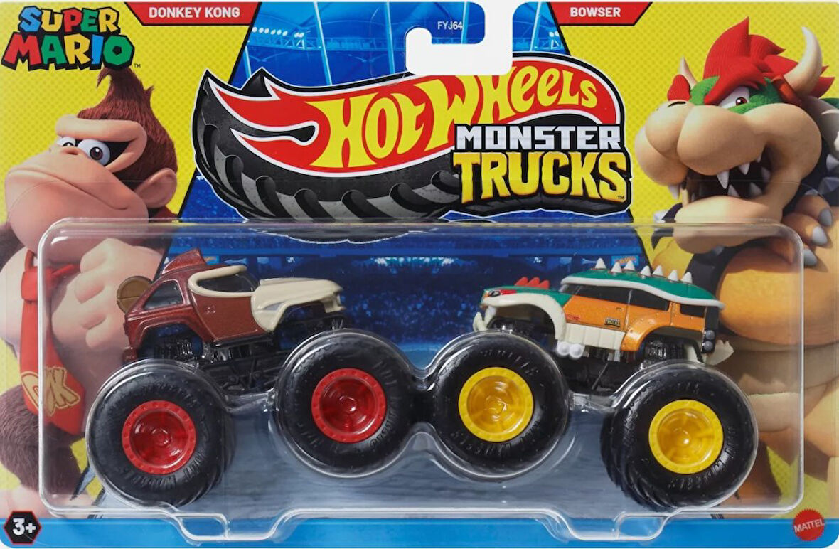 Hot Wheels Monster Trucks 1.64 Scale 2 Pack DONKEY KONG - BOWSER