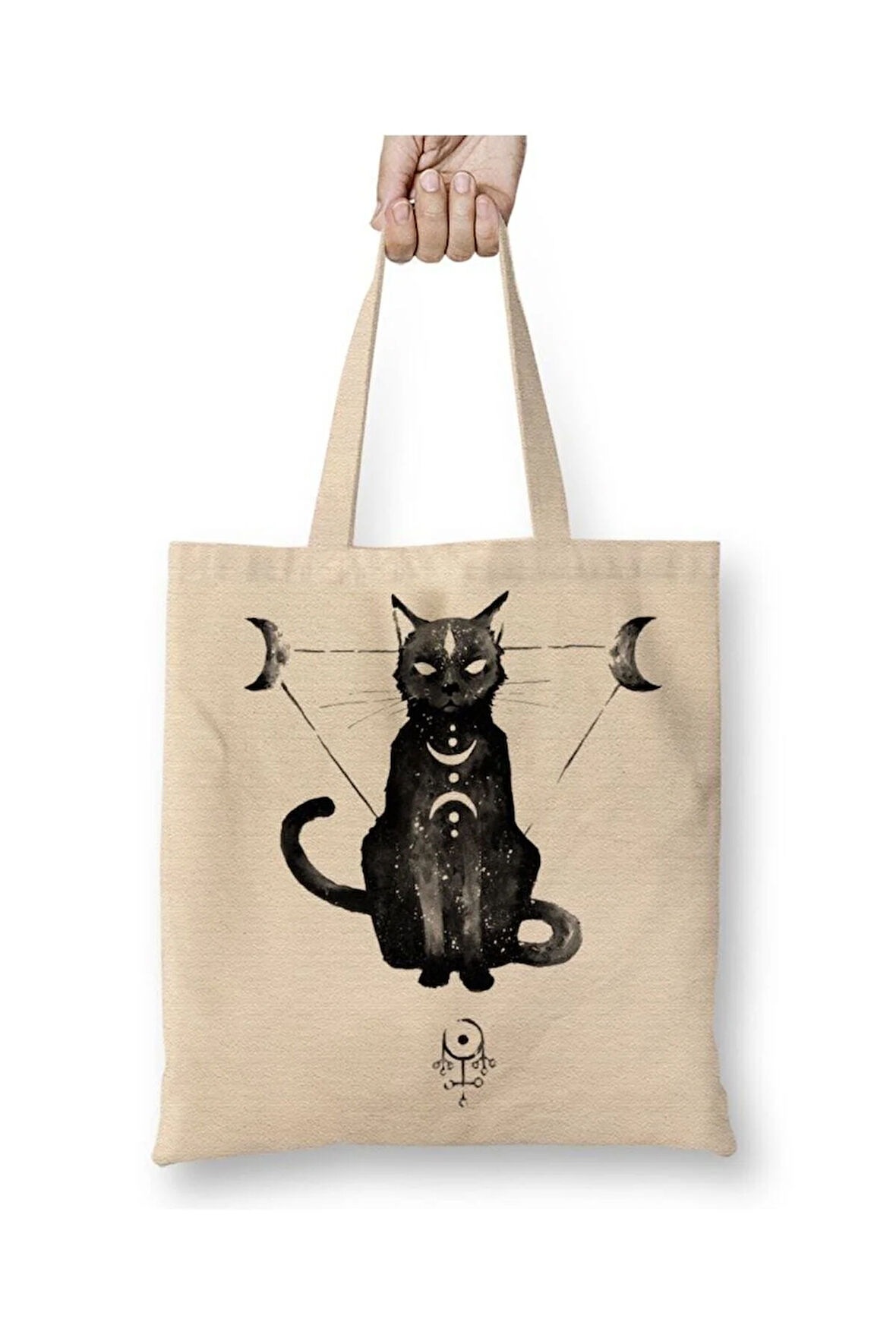 Cats Kedi Antik Kedi Figür Kittens Beyaz Bez Çanta Uzun Saplı Alışveriş Çantası Plaj Çantası