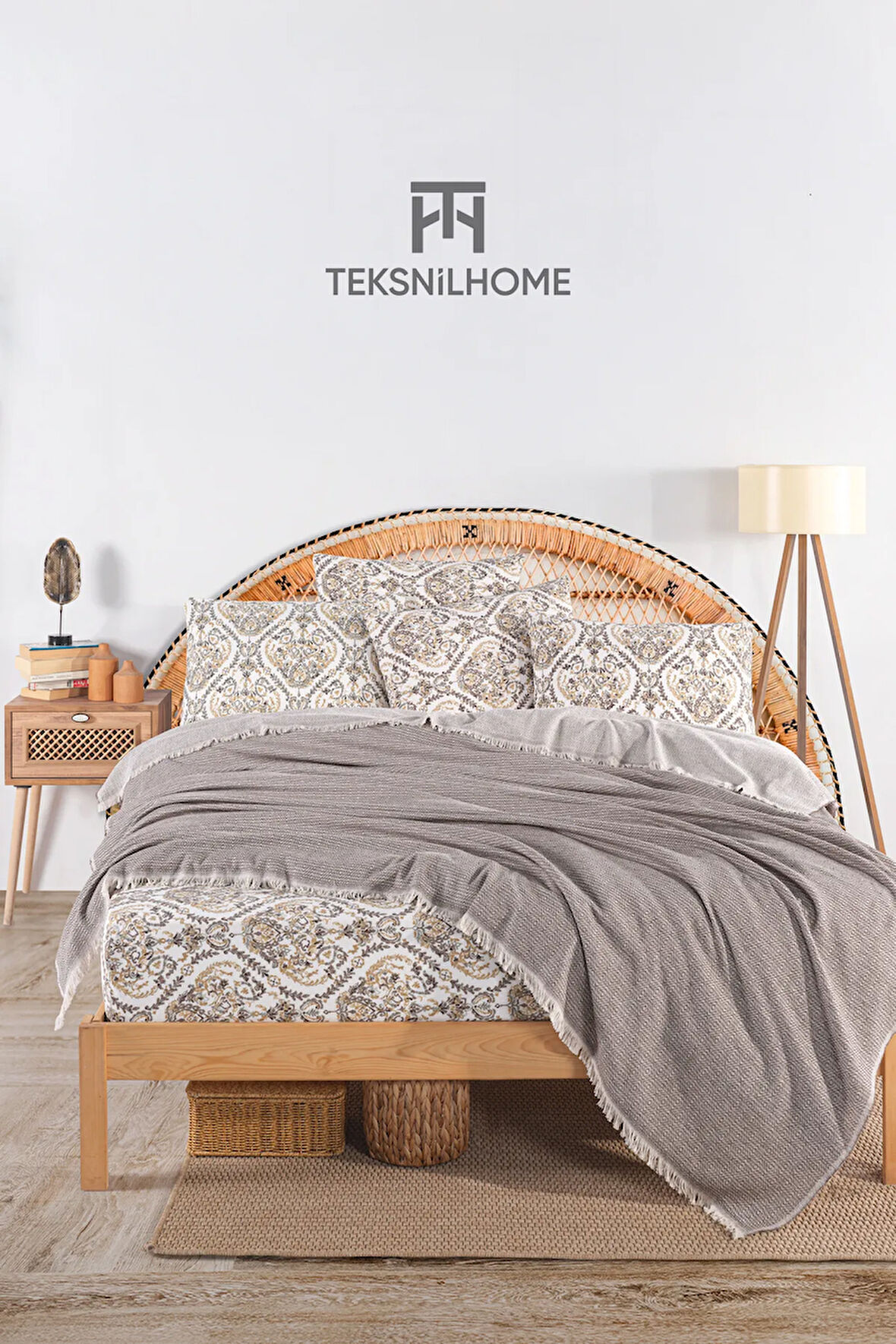 %100 Pamuklu Oslo Çift Kişilik Kahve Pike Takımı(LASTİKLİ ÇARŞAF,PİKE,YASTIK KILIFI)