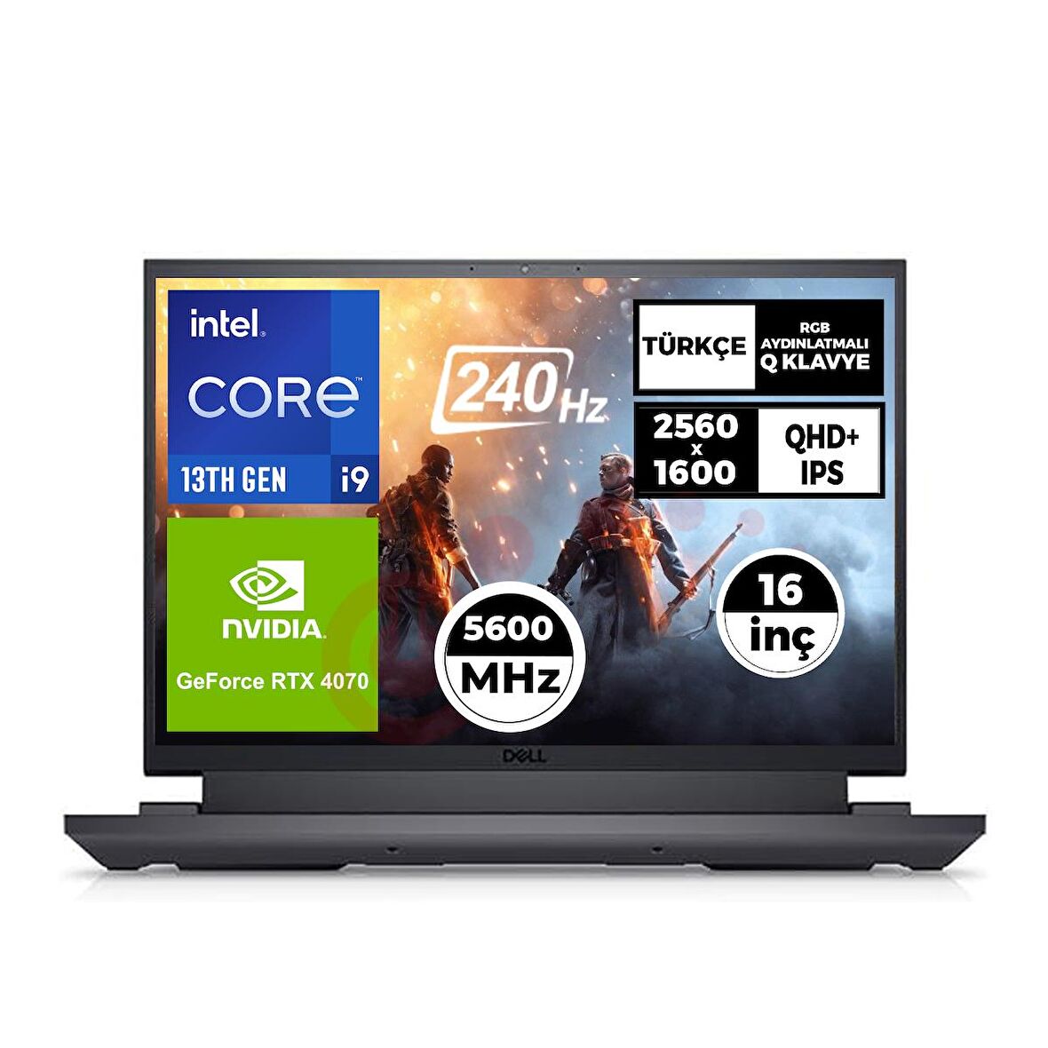 DELL G16 7630 Intel Core i9-13900HX 96GB 5600MHz 4TB SSD 8GB RTX 4070 16" QHD+ 240Hz Windows 11 Taşınabilir Oyuncu Bilgisayarı G76302401024U 087