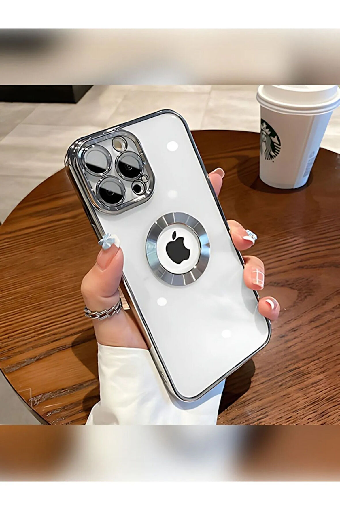 İPHONE 14 PRO MAX UYUMLU OMEGA LAZER KESİM YUMUŞAK KILIF KAMERA KORUMALI ŞIK TASARIM SİLİKON ŞEFFAF KENAR GÜMÜŞ