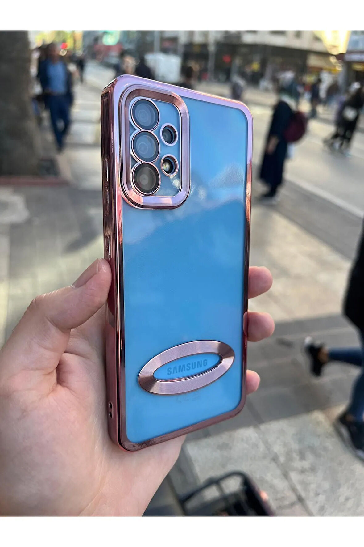 SAMSUNG A33 5G UYUMLU OMEGA LAZER KESİM YUMUŞAK KILIF KAMERA KORUMALI ŞIK TASARIM SİLİKON ŞEFFAF KENAR ROSE GOLD