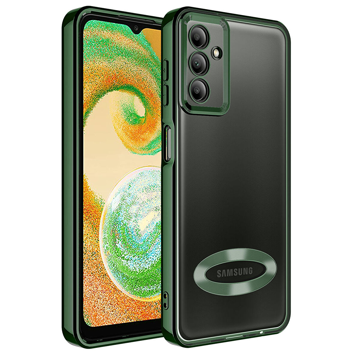 SAMSUNG S23 UYUMLU OMEGA LAZER KESİM YUMUŞAK KILIF KAMERA KORUMALI ŞIK TASARIM SİLİKON ŞEFFAF KENAR YEŞİL