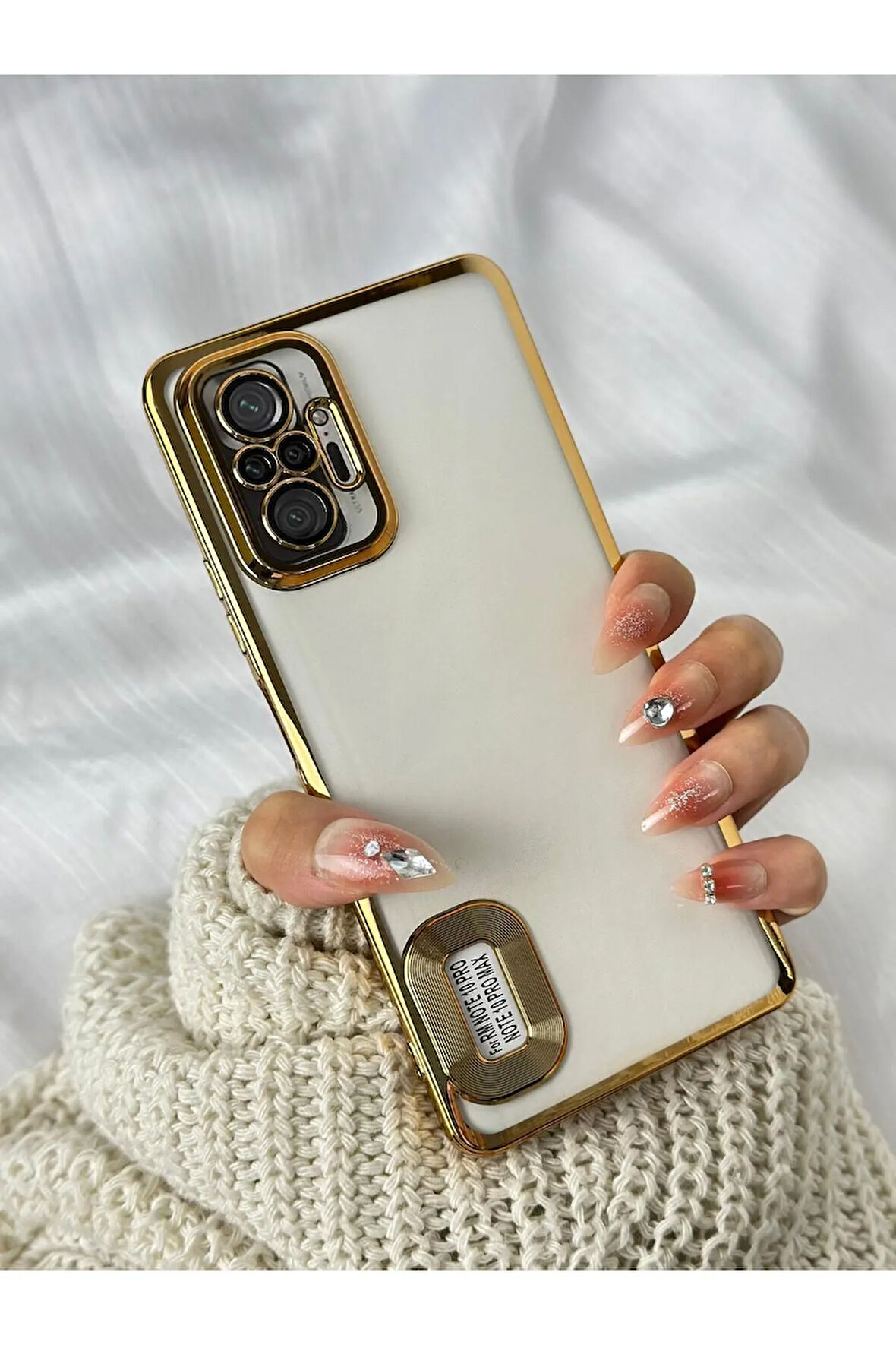 XİAOMİ NOTE 10 NOTE 10S UYUMLU OMEGA LAZER KESİM YUMUŞAK KILIF KAMERA KORUMALI ŞIK TASARIM SİLİKON ŞEFFAF KENAR GOLD