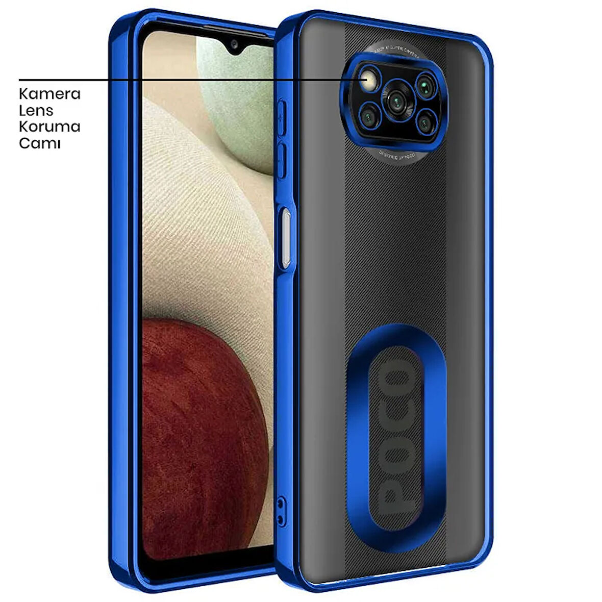 XİAOMİ POCO X3 POCO X3 PRO UYUMLU OMEGA LAZER KESİM YUMUŞAK KILIF KAMERA KORUMALI ŞIK TASARIM SİLİKON ŞEFFAF KENAR MAVİ