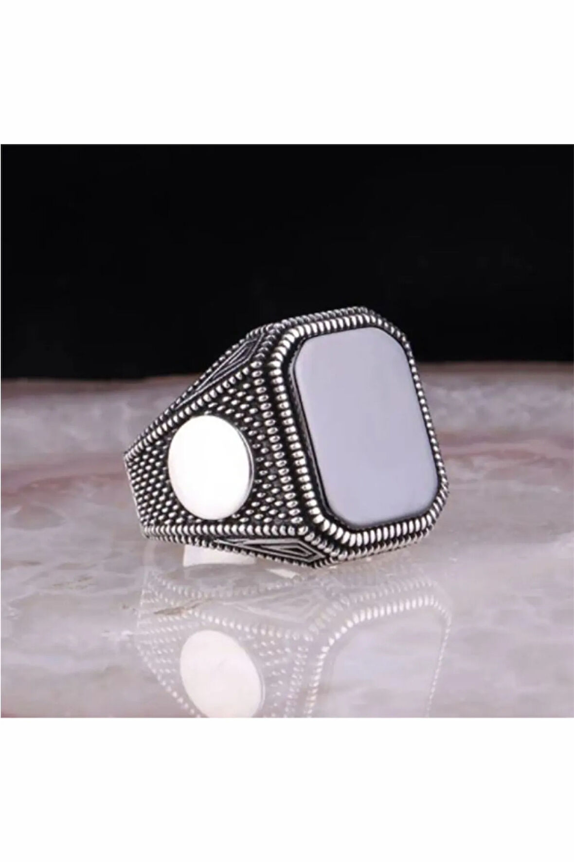 Erkek Gümüş Yüzük - Oniks Taşlı Erkek Yüzük