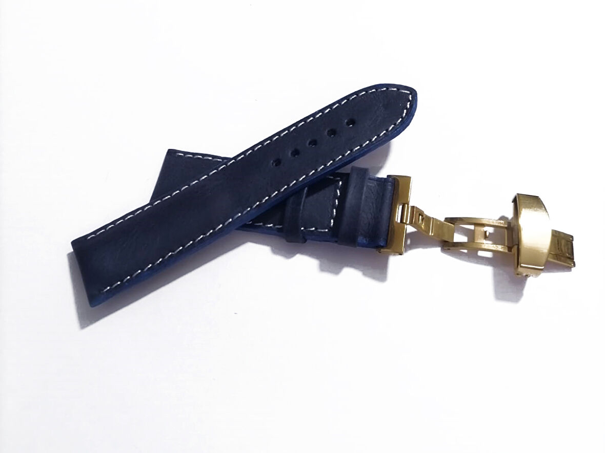 Fado Her Saate Uygun  Kelebek  Toka   24 MM    Hakiki Deri (253) SARI TOKA  MAVİ