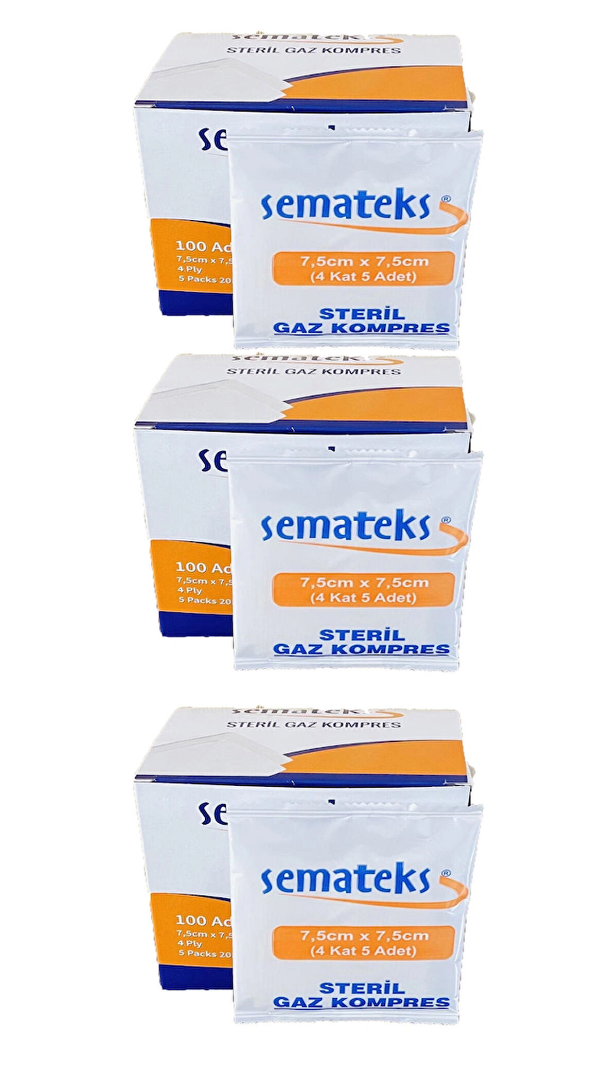  Steril Kompres Spanç 7,5cm X7,5cm 100 Adet 3 Kutu
