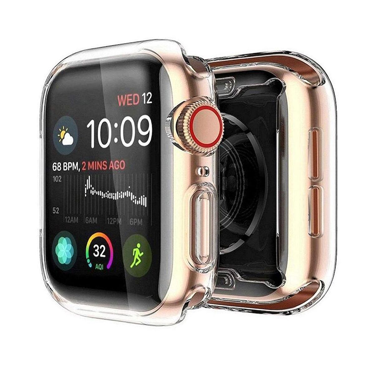 Gpack Apple Watch Uyumlu 7 45mm Kordon Önü Kapalı Şeffaf Silikon 