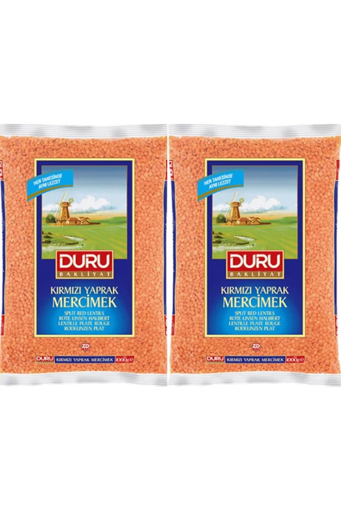 Duru Kırmızı Yaprak Mercimek 1000 Gr X 2 Adet