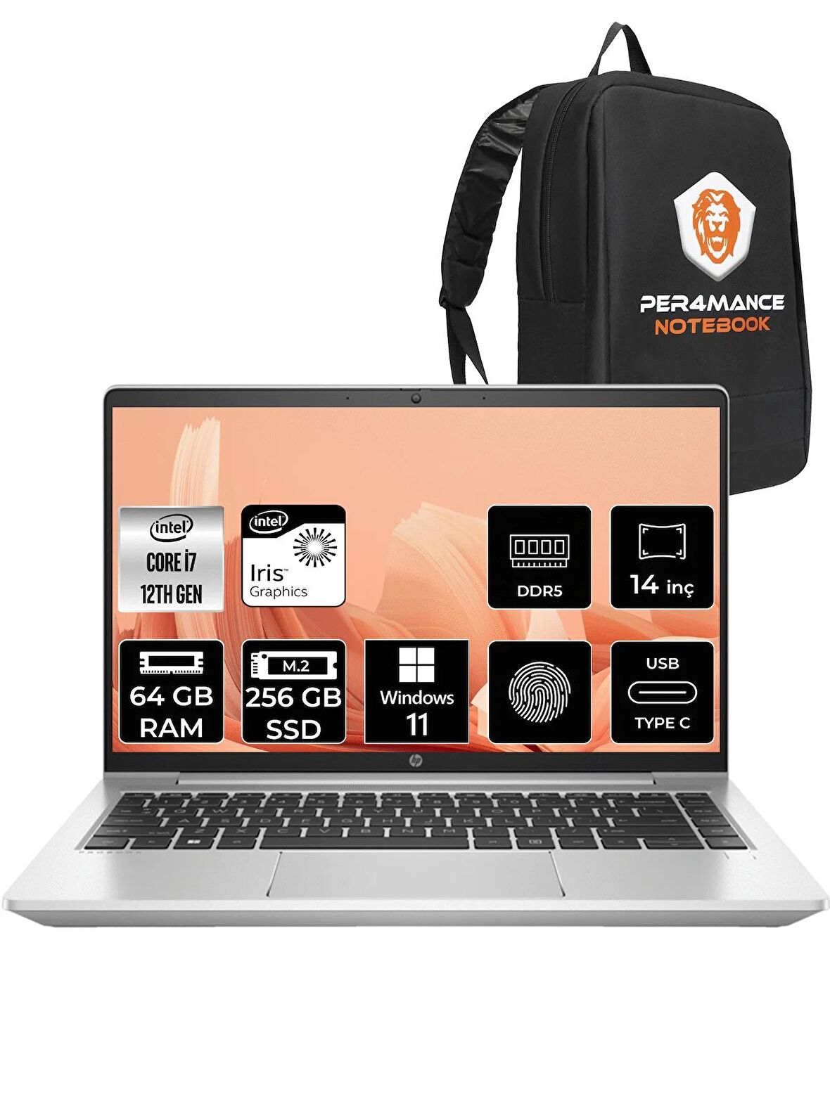 HP ProBook 440 G9 i7 1255U 64GB RAM 256GB SSD 14'' FHD W11PRO 5Y3Z3EA & PER4 ÇANTA 
