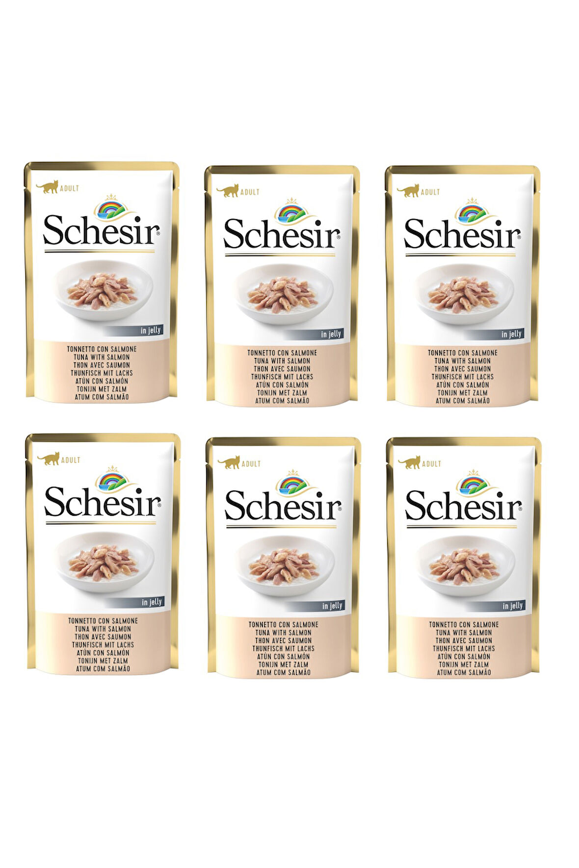 Schesir Pouch Ton Balıklı ve Somonlu Kedi Yaş Maması 85 Gr. X 6 Adet
