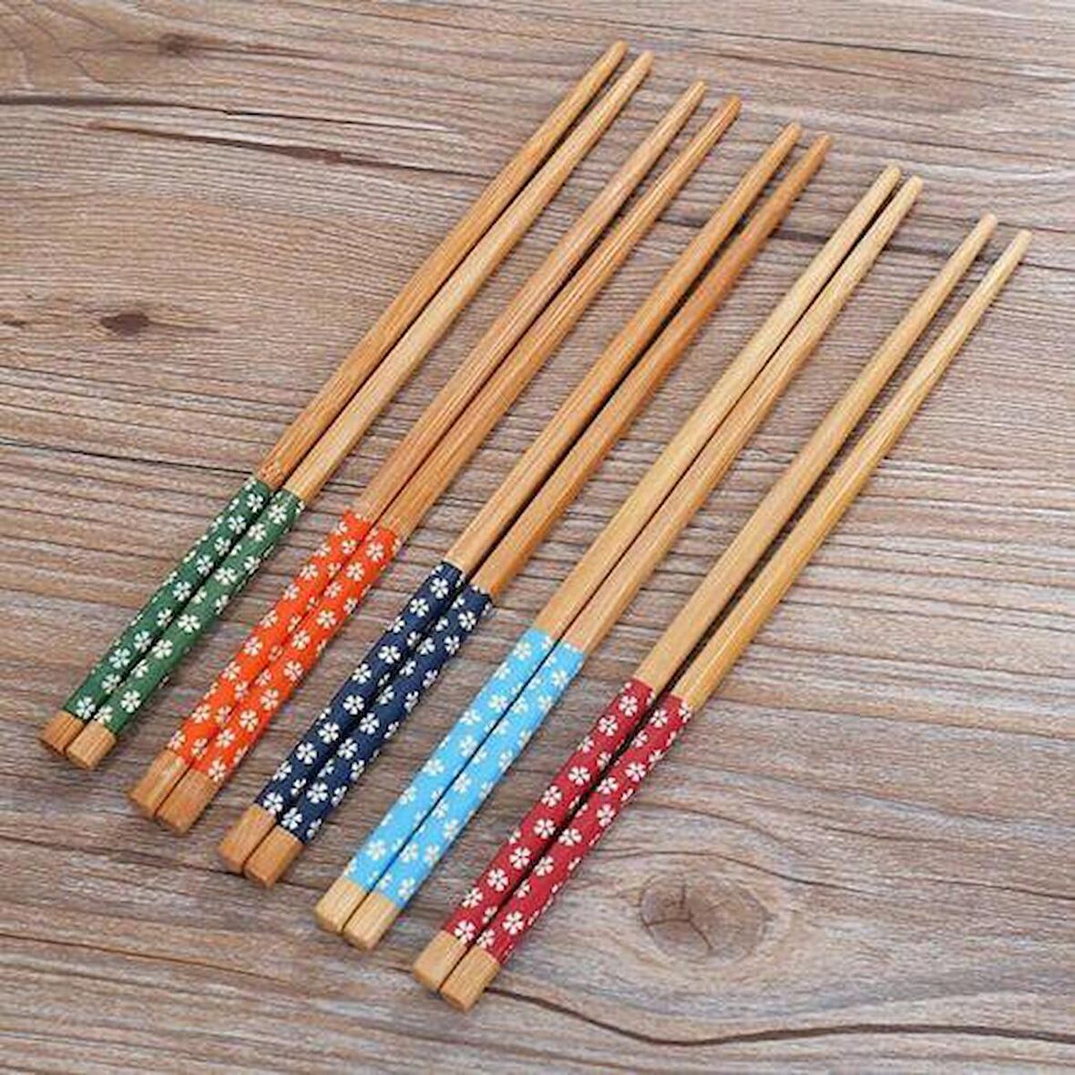 Chopstick Japon Çin Yemek Çubuğu 5 Çift Yıkanabilir Bambu