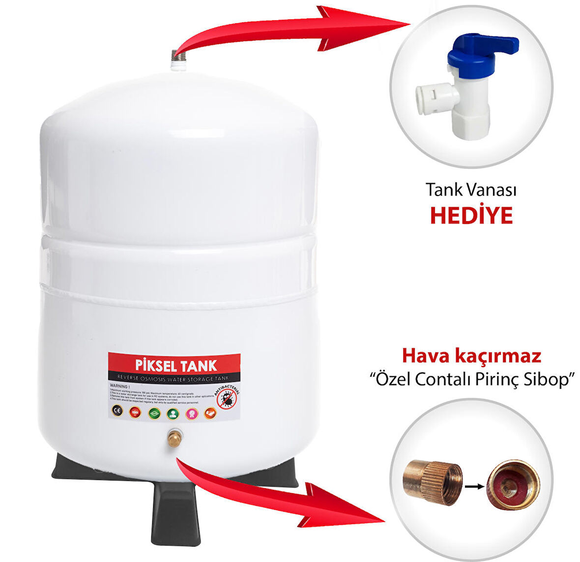 Su Arıtma Cihazı Tankı 2.2 Galon 8 Litre Metal Tank