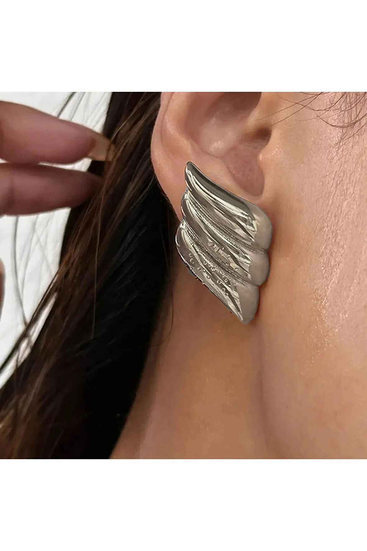 Hailey Vintage Wing Silver Platted Küpe