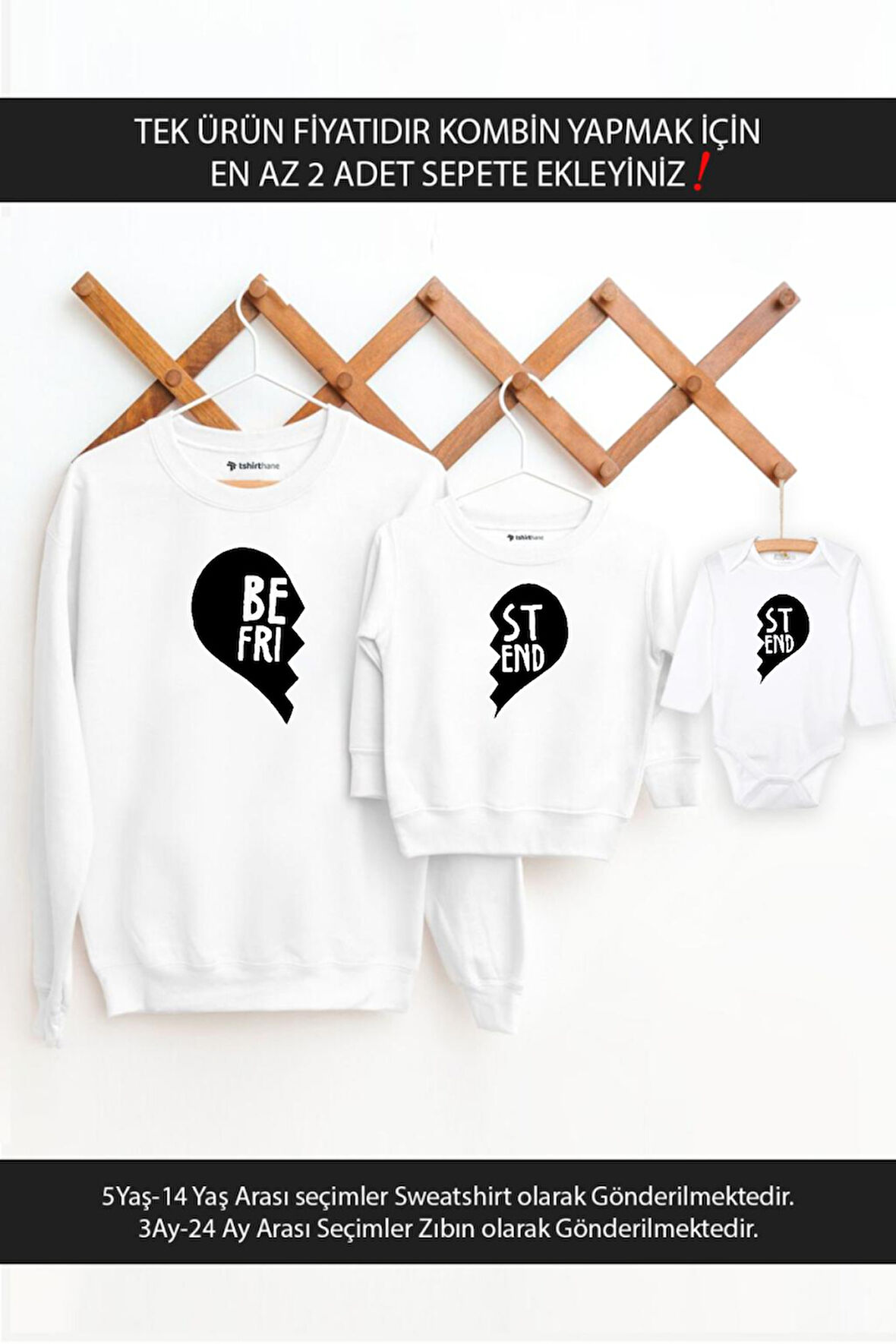 Baba Oğul Kız Kalp Best Friends(TEK ÜRÜN FİYATIDIR KOMBİN YAPMAK İÇİN EN AZ 2 ADET SEPETE EKLEYİNİZ)