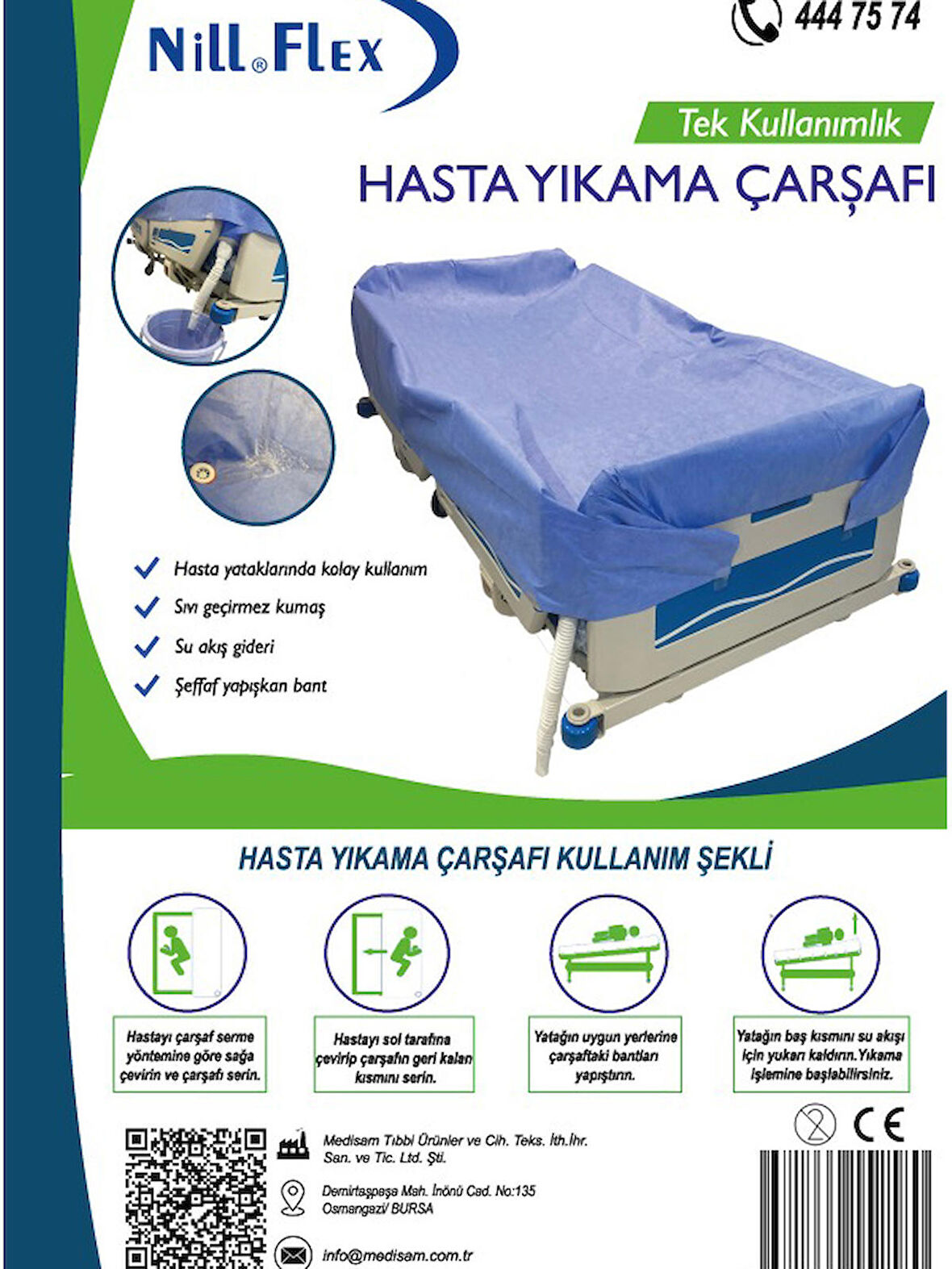 NiilFlex Hasta Yıkama Çarşafı