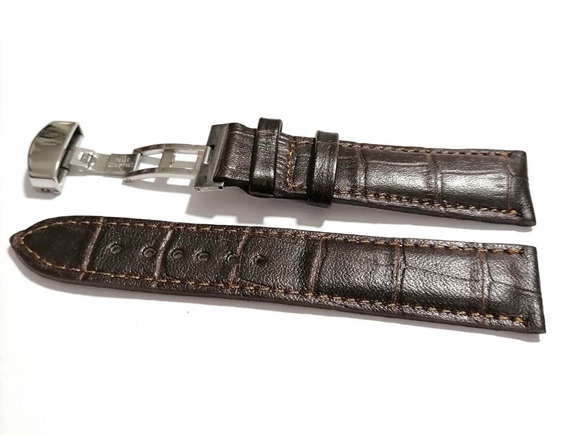 Fado &Hertür Saate &Uygun  Kelebek  Toka  18 MM  koyu kahve kordon   (269) gumuş toka