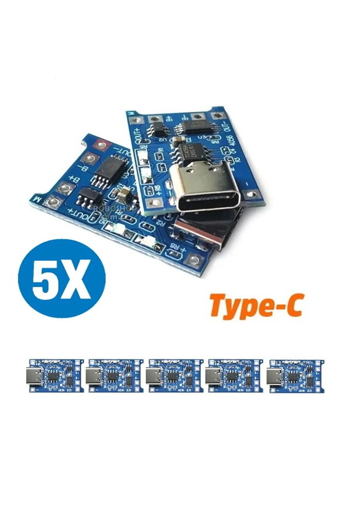TP4056 18650 Lityum Pil Şarj Devresi Type C USB 5 Adet