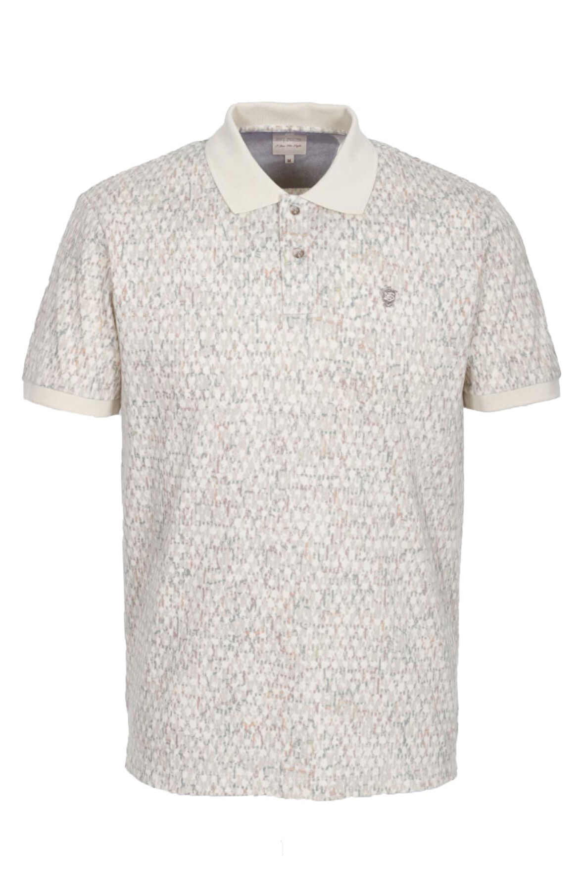 Erkek Polo Yaka Tişört Bej Slim Fit Ribanalı Kol Pamuklu Baskılı T-shirt NCS JEANS 1253