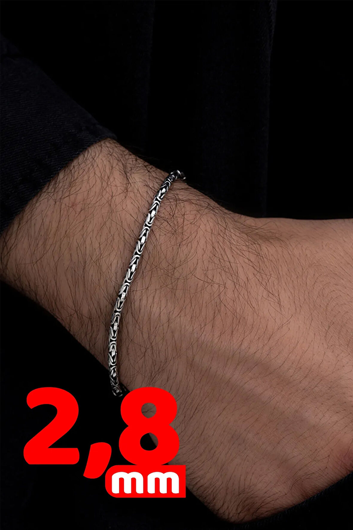 Erkek Gümüş Bileklik - 925 Ayar Yuvarlak Kral Model Erkek Gümüş Bileklik