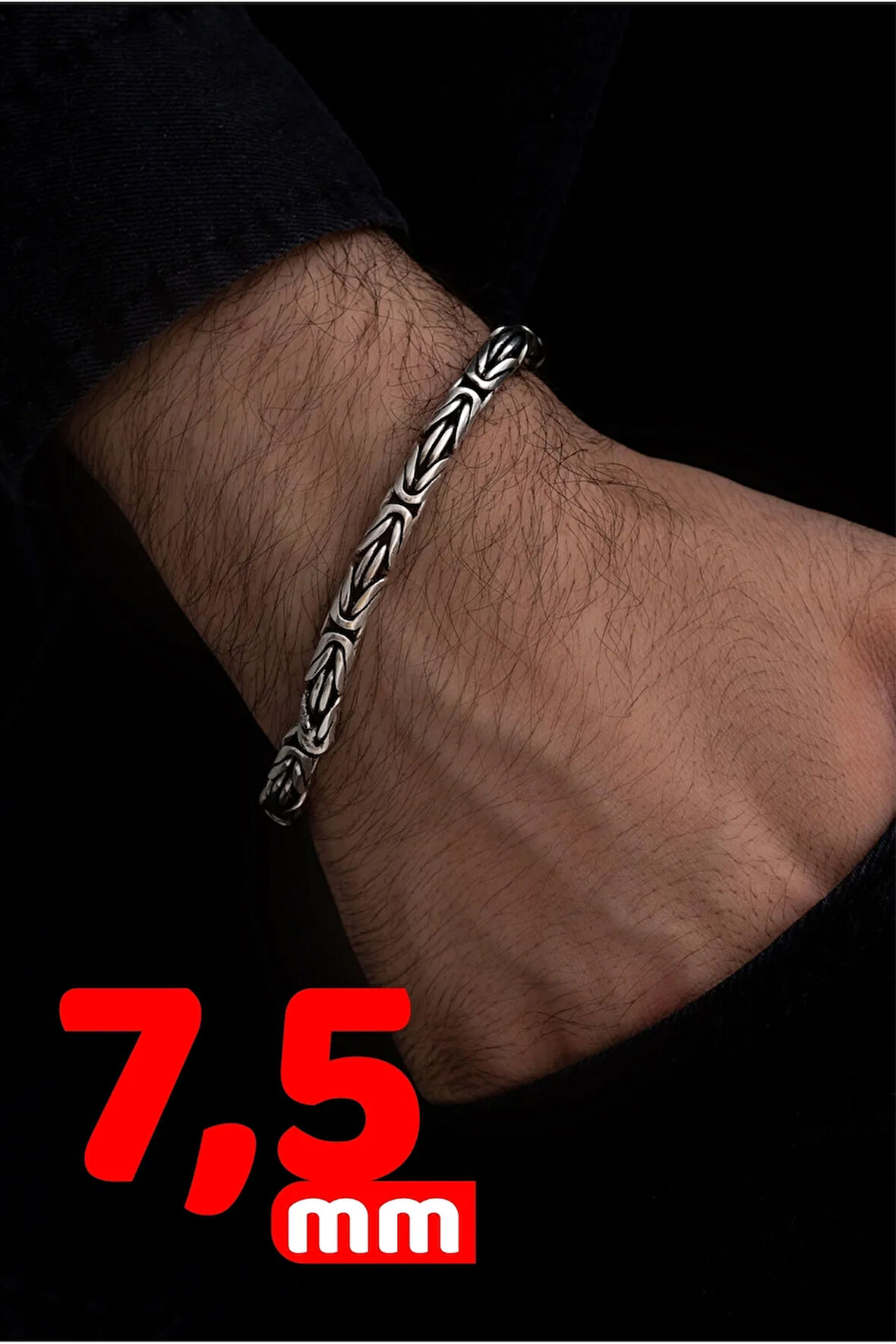 Erkek Gümüş Bileklik - Yuvarlak Kral Model 925 Ayar Gümüş Erkek Bileklik Künye