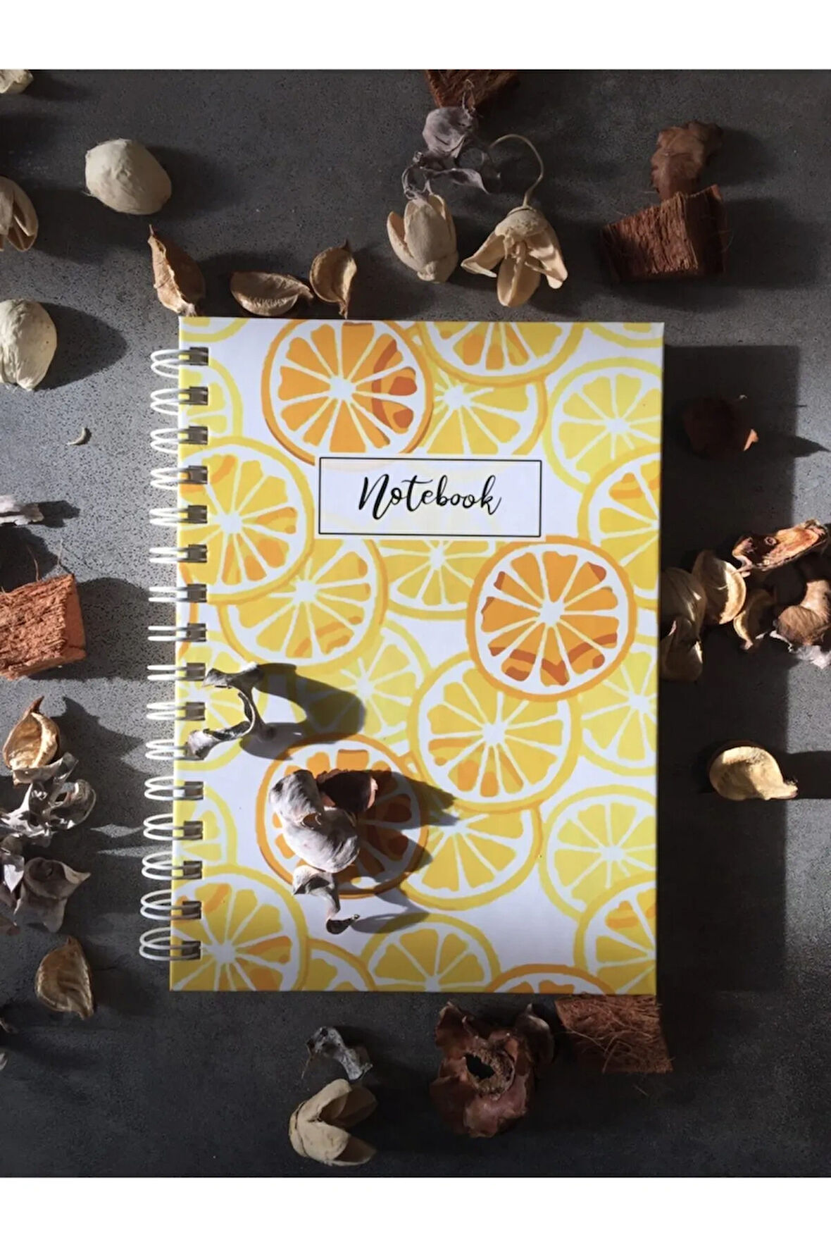 Portakal Desenli Çizgisiz Spiral Defter