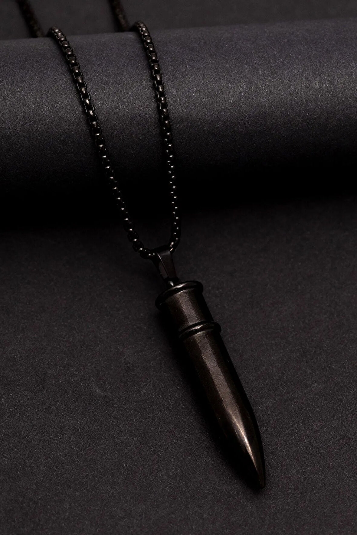 Erkek Kolye - Mermi Model Erkek Çelik Kolye - 316 L Paslanmaz Çelik Kolye