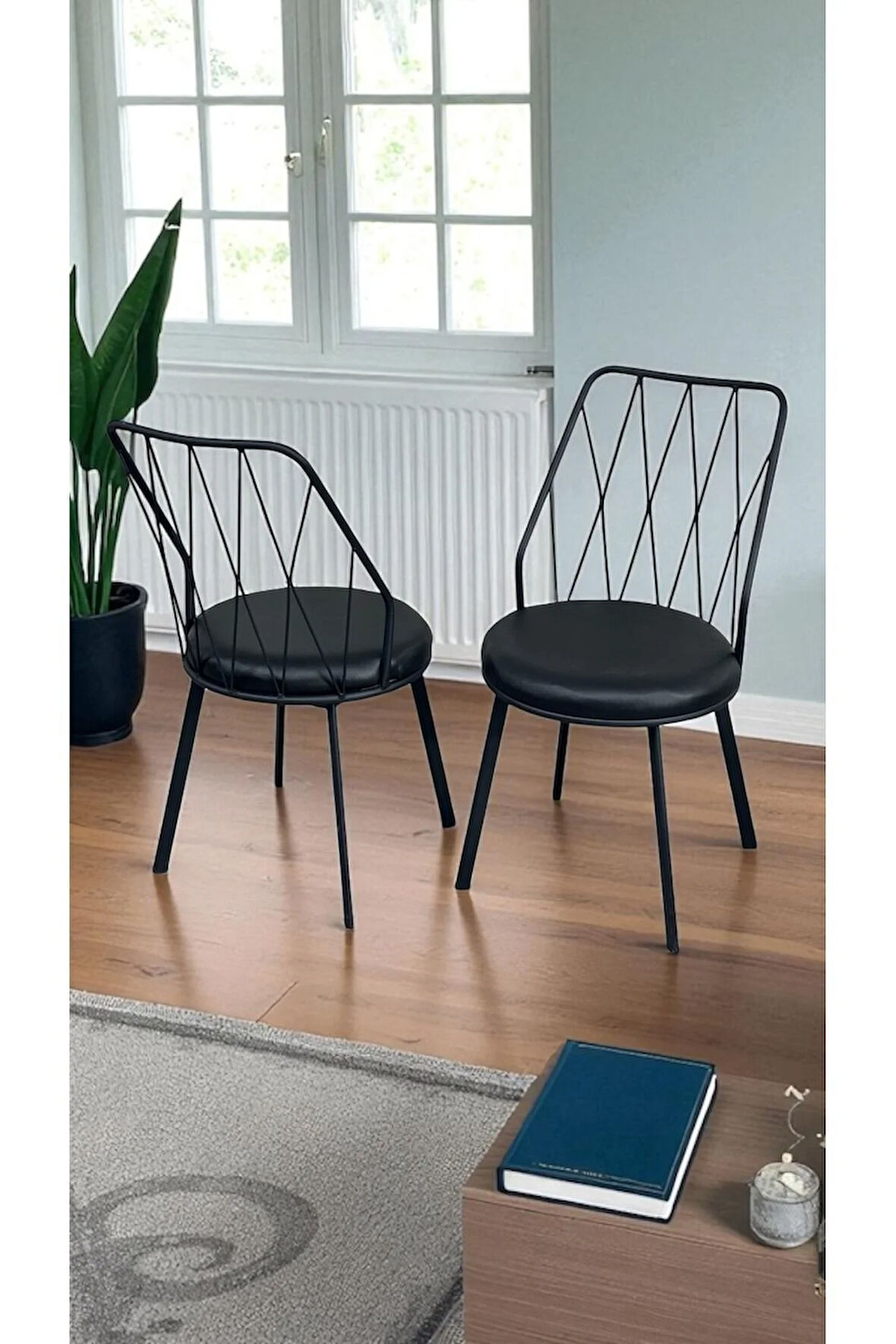 Siyah Yıldız Metal Tel Sandalye Mutfak Cafe Sandalyesi