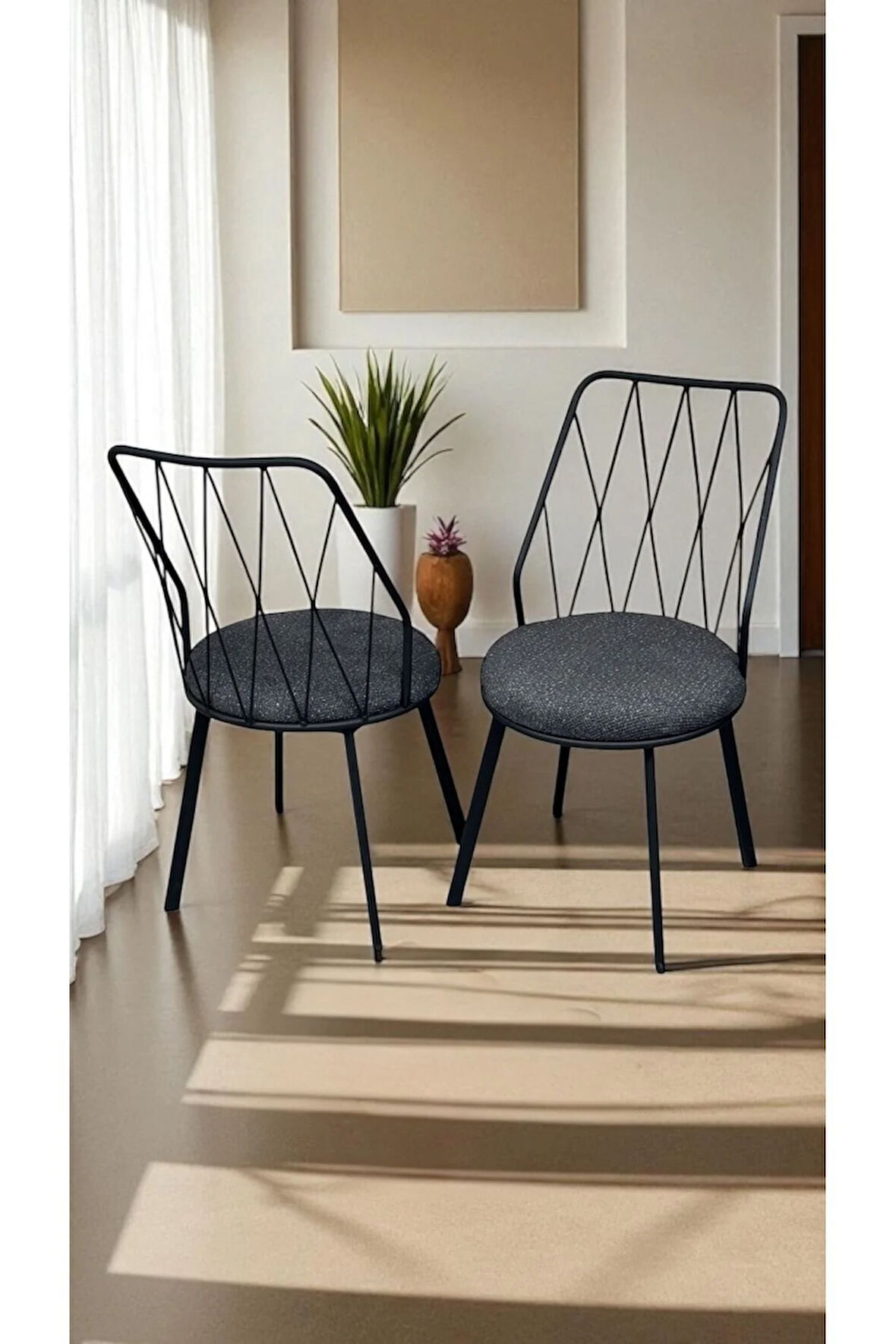 Beyaz Yıldız Metal Tel Sandalye Mutfak Cafe Sandalyesi