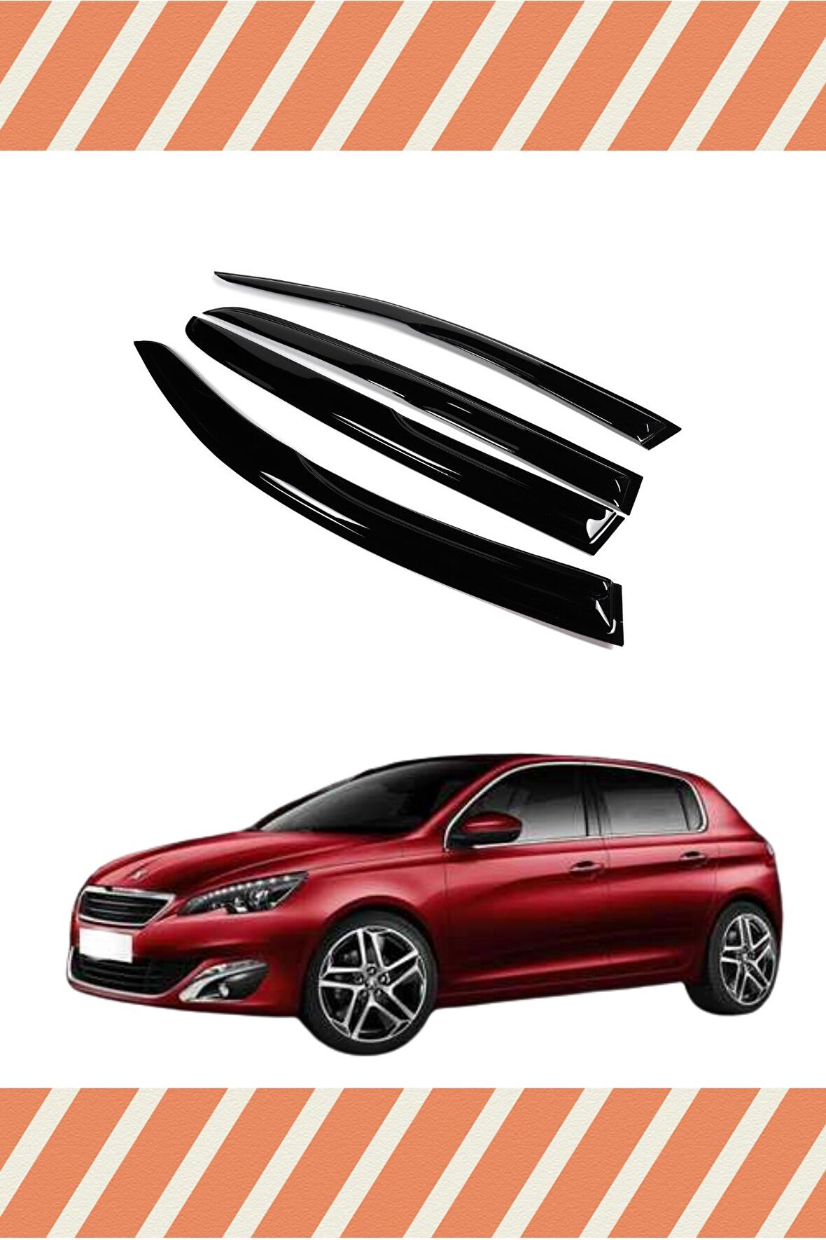 Peugeot 308 2013 ve sonrası modellerine özel 4’lü mügen tip cam rüzgarlığı