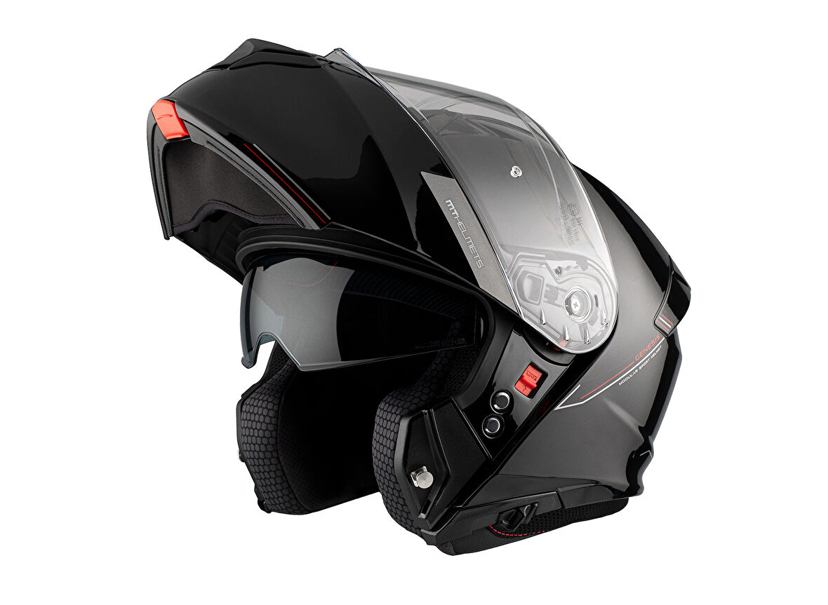 MT Genesis Sv Solid A1 Parlak Siyah Çene Açılır Kask