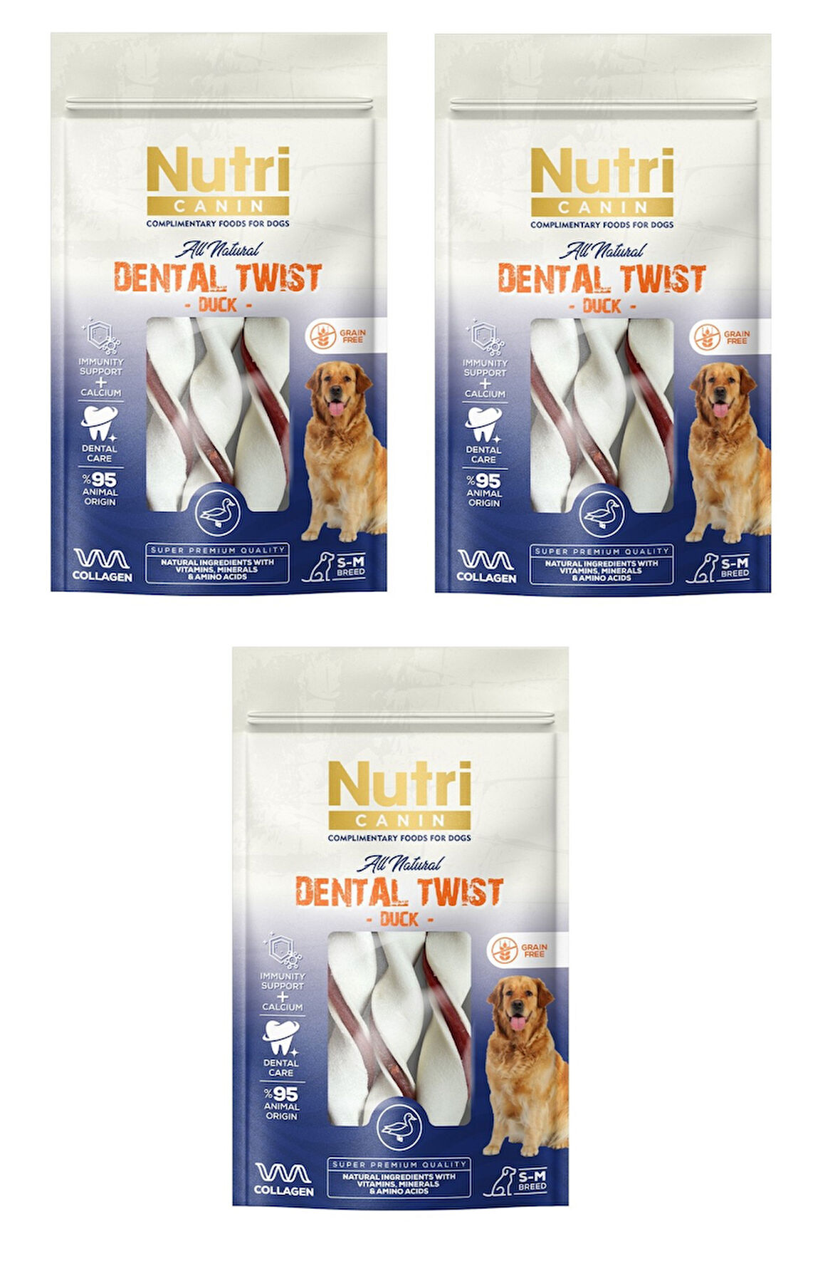 Nutri Canin Dental Twist Ördekli S-M Irk İçin Köpek Ödülü 80 Gr. X 3 Adet