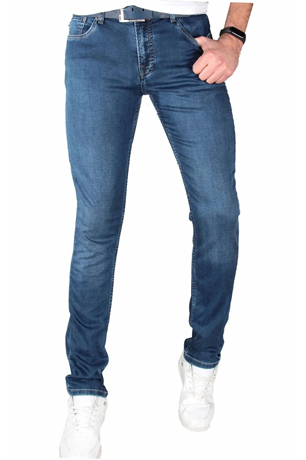 Erkek Likralı Dar Paça Örme Kot Pantolon