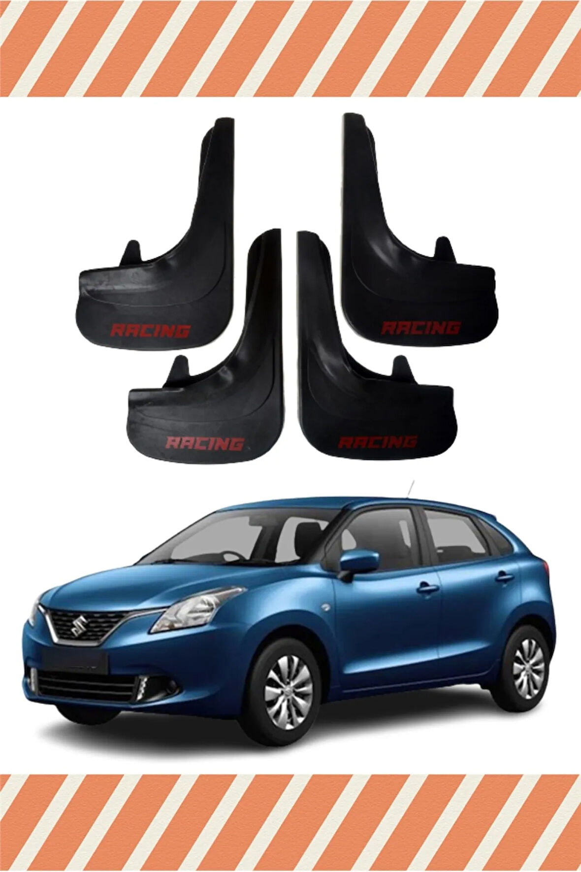 Suzuki Baleno Racing yazılı 4’lü tozluk çamurluk paçalık şık ve dayanıklı