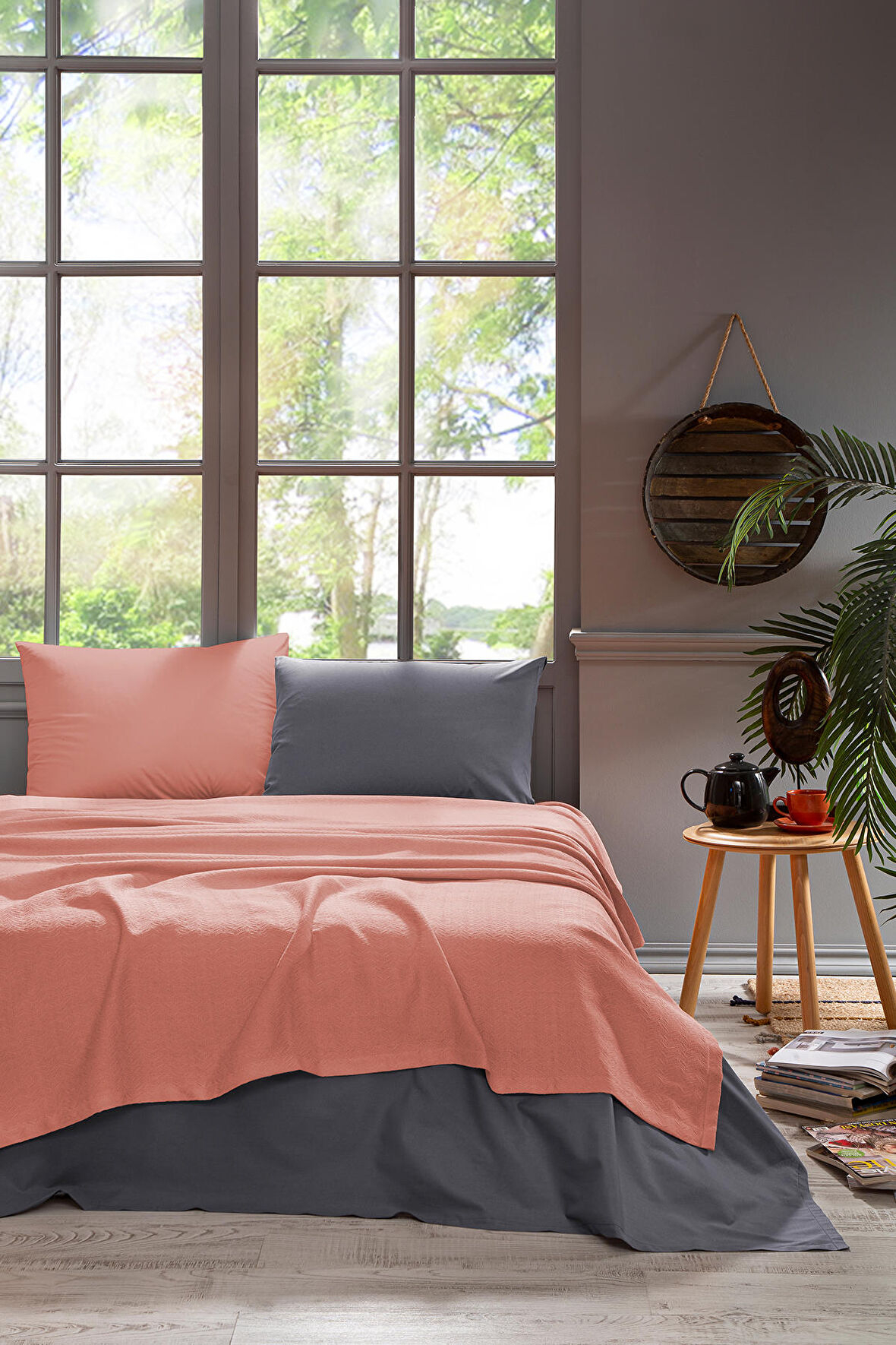 ÖZDİLEK PİKE TAKIMI COLORMİX TERRACOTA ANTRASİT 200X230