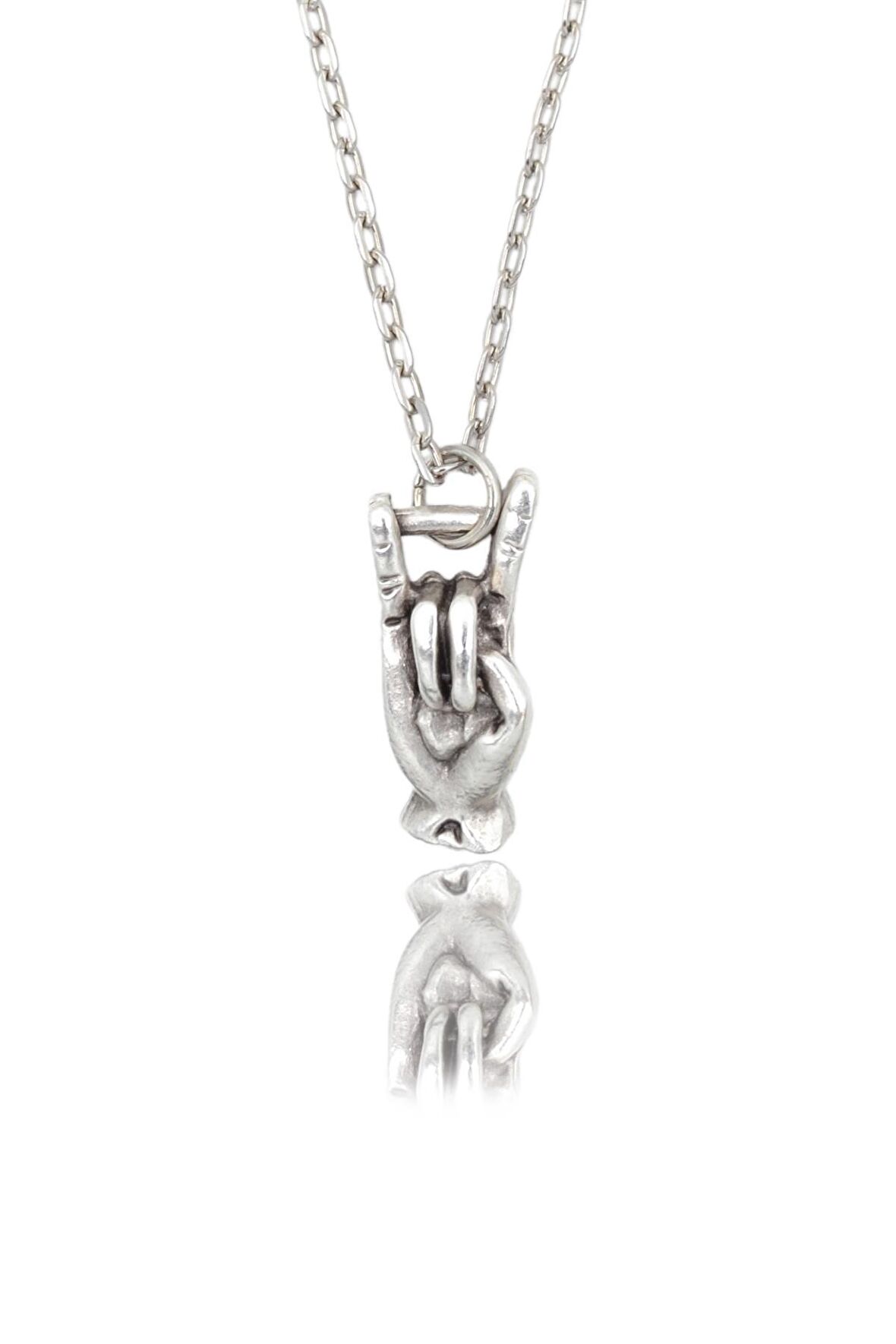 Şeytan Boynuzları - Devil Horns Erkek Kadın Kolye Antik Gümüş Kaplama - 60 cm Düz Zincir