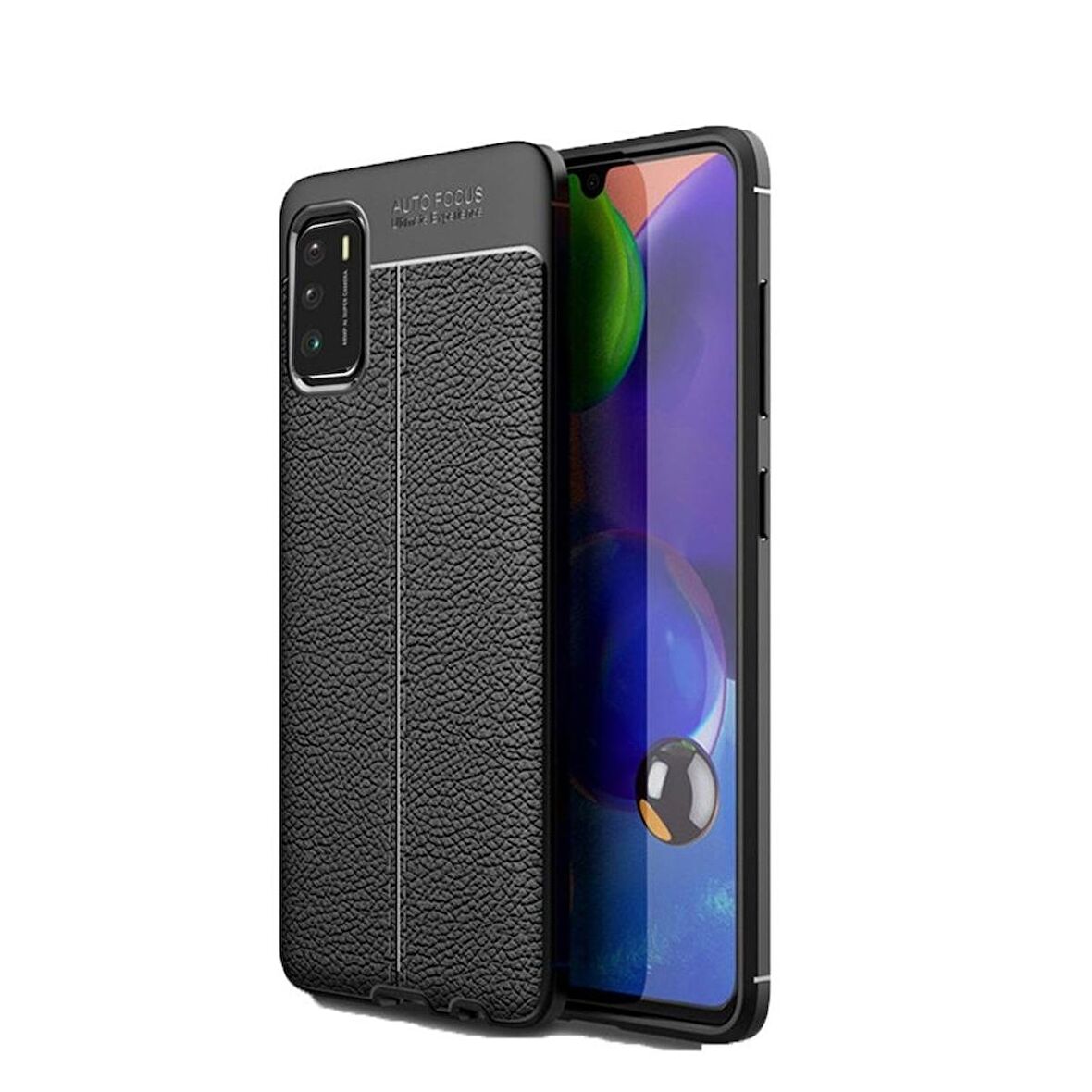 Smcase Xiaomi Poco M3 Kılıf Deri Dokulu Silikon