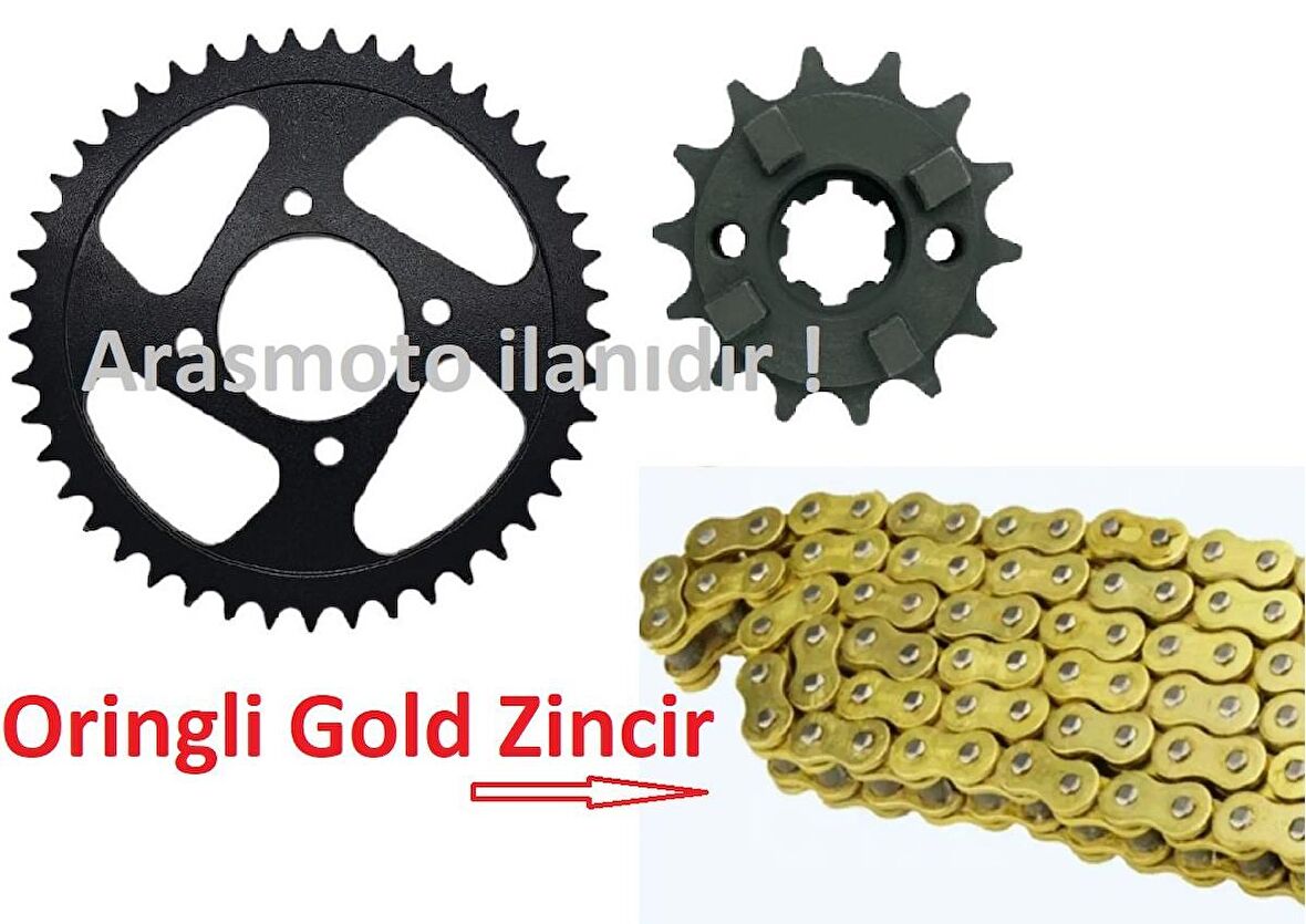 Cf Moto Nk 150 Zincir Dişli Seti Oringli Gold Sarı Zincirli 428/136 Bakla -Arasmoto